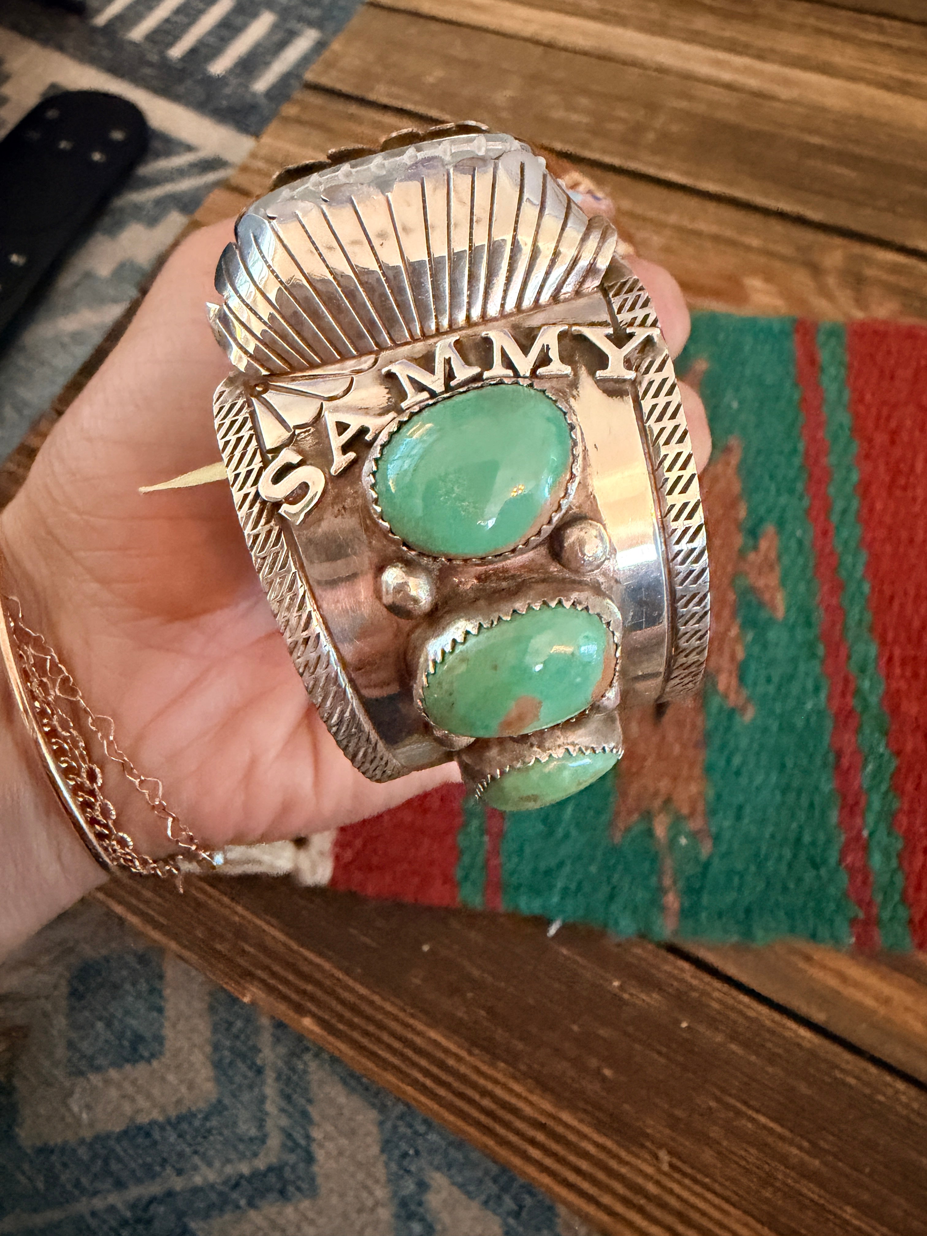 Handcrafted Old Pawn Turquoise & Sterling Silver Watch Cuff