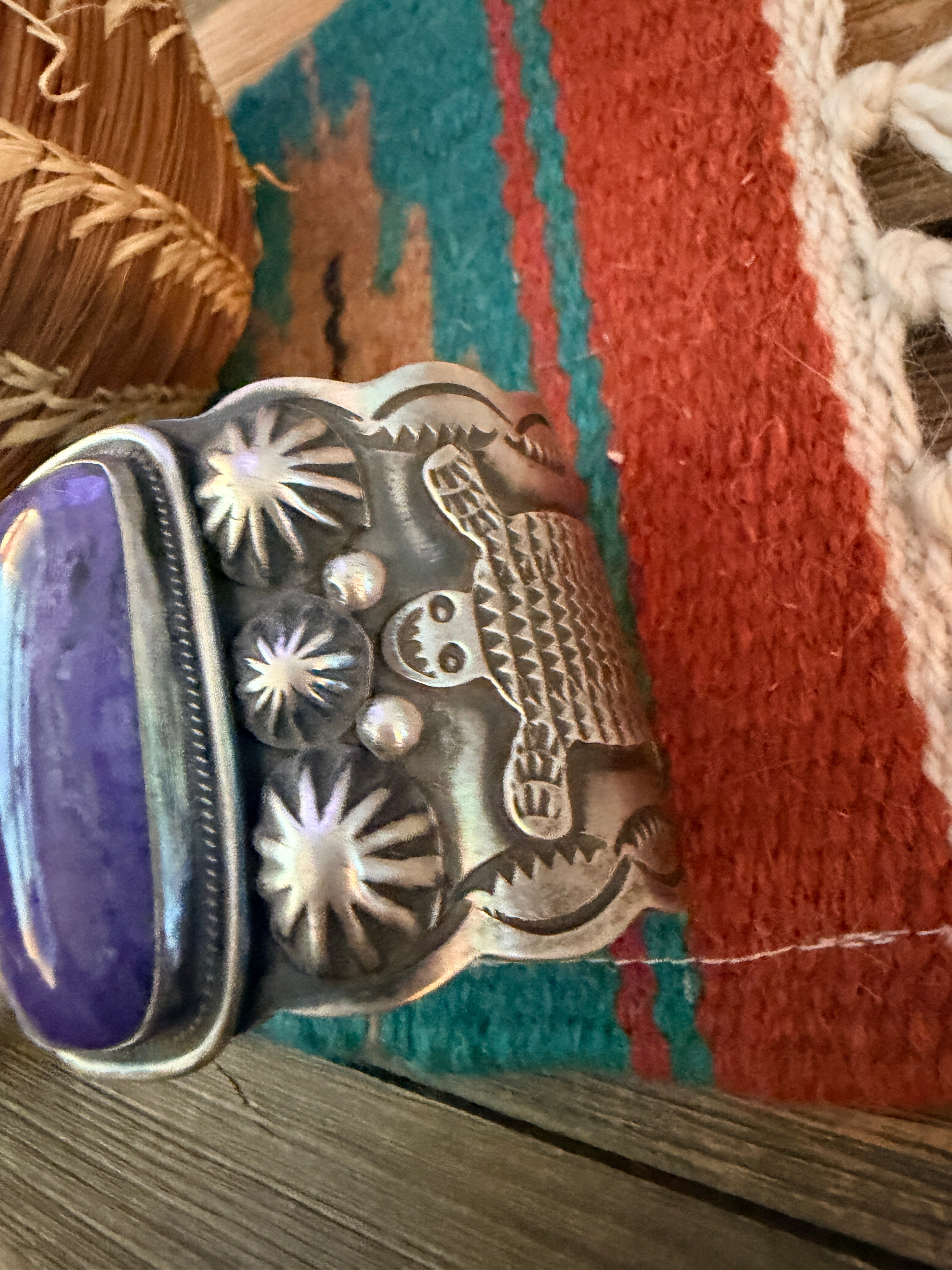 Handcrafted Charoite & Sterling Silver Cuff Bracelet by Chimney Butte