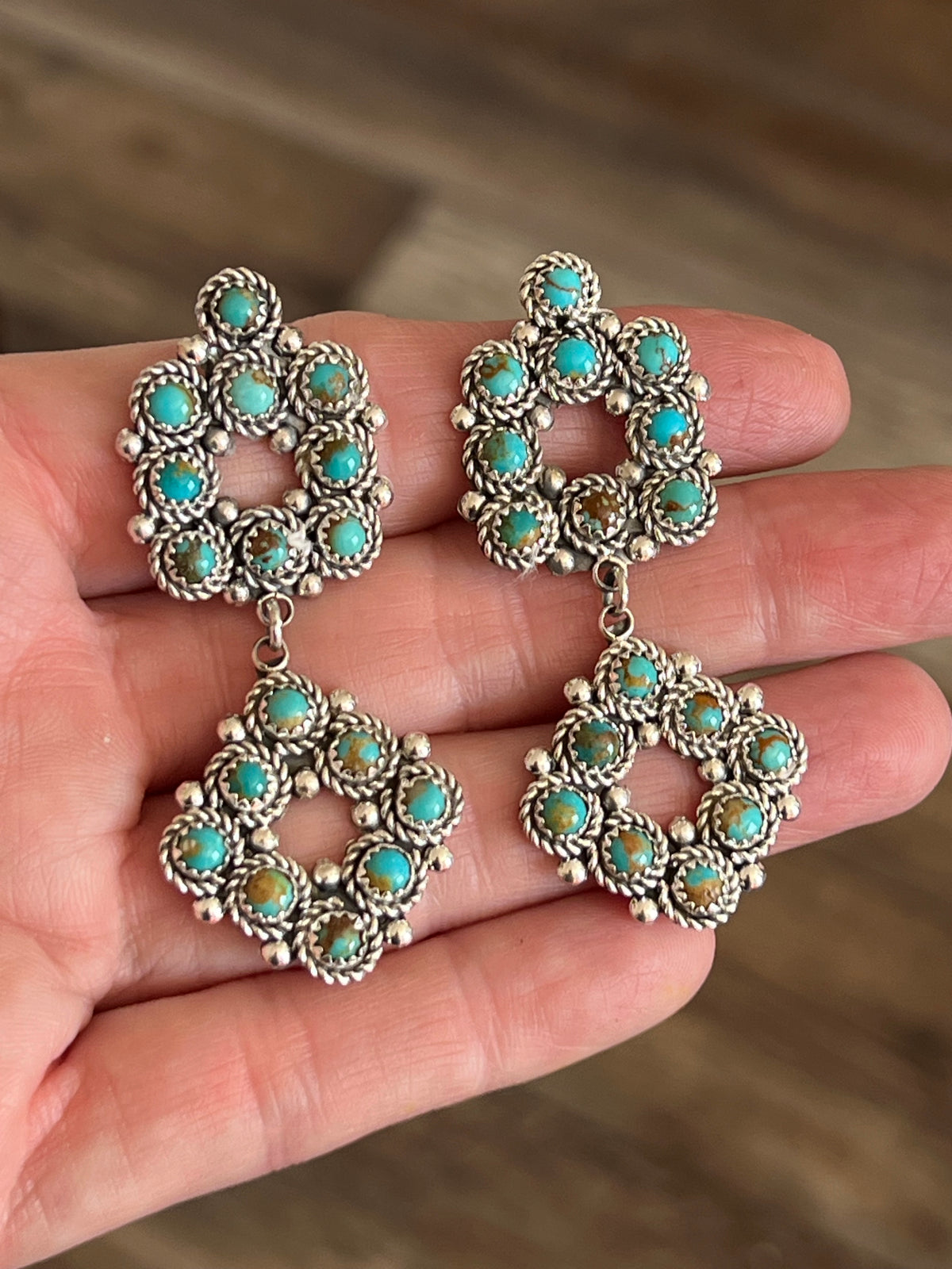Handcrafted Sterling and Snake Eye Turquoise Link Necklace, Bracelet & Earrings by Dillon Cheama