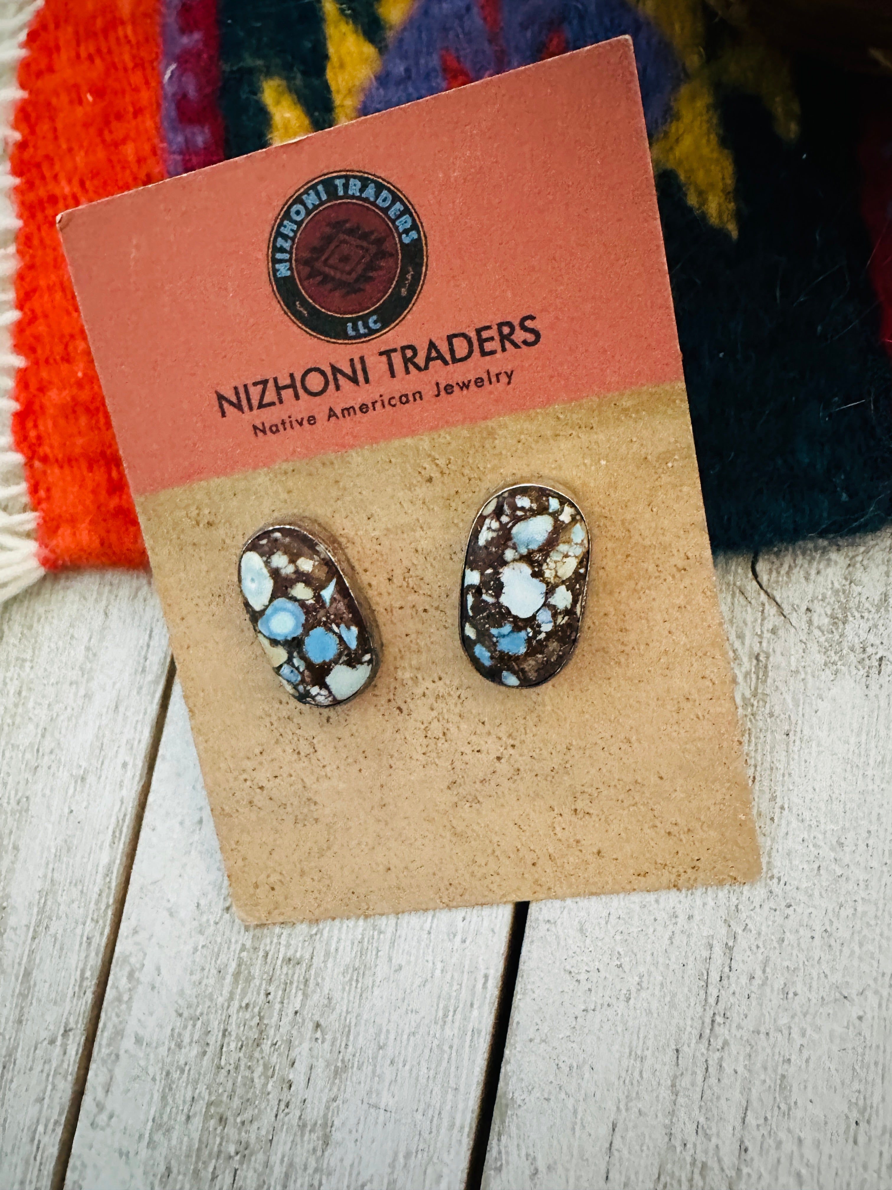 Navajo Golden Hills Turquoise & Sterling Silver Post Earrings