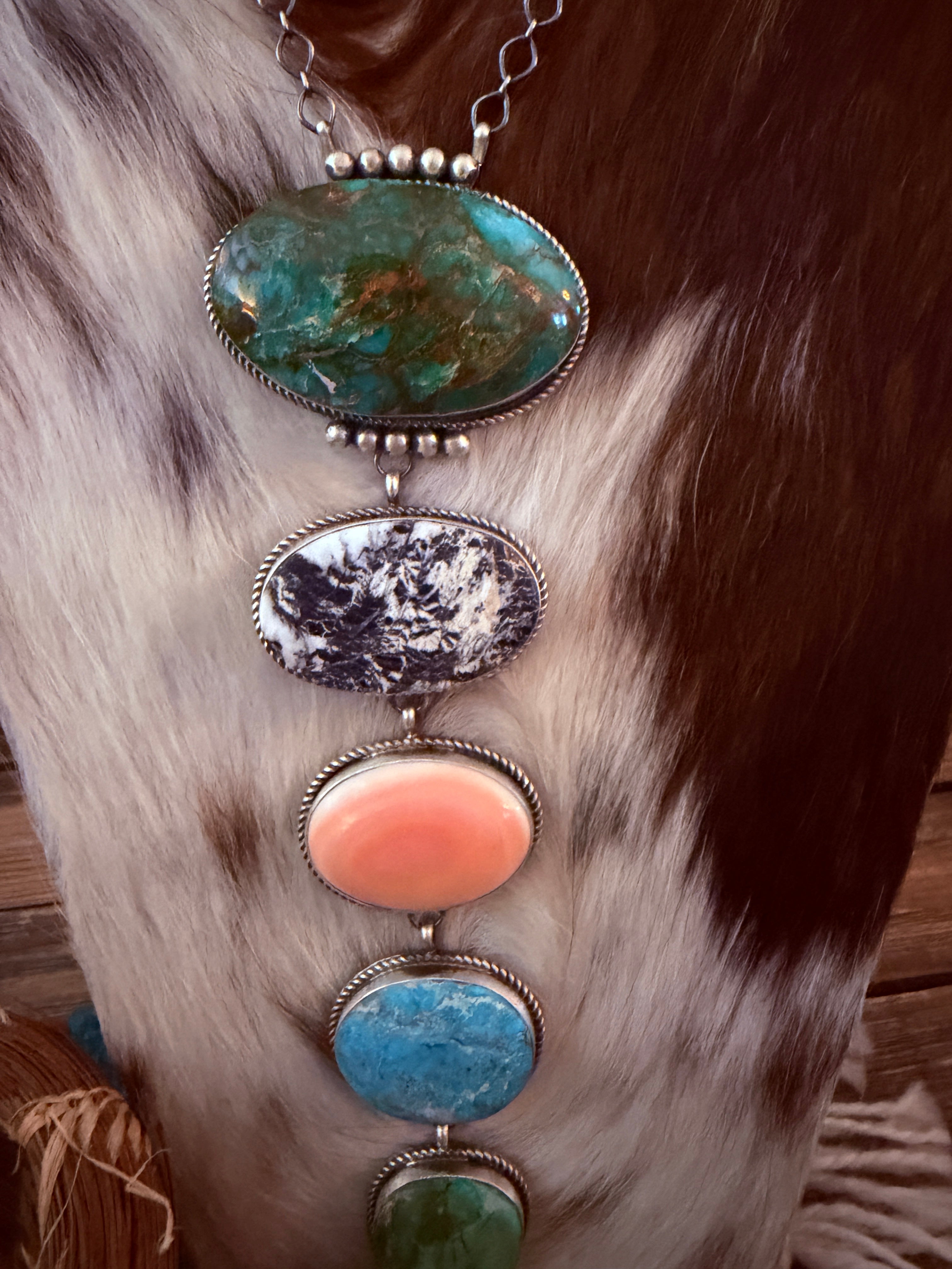 Handcrafted Multi Stone & Sterling Silver Lariat Necklace by Vicky Hicks