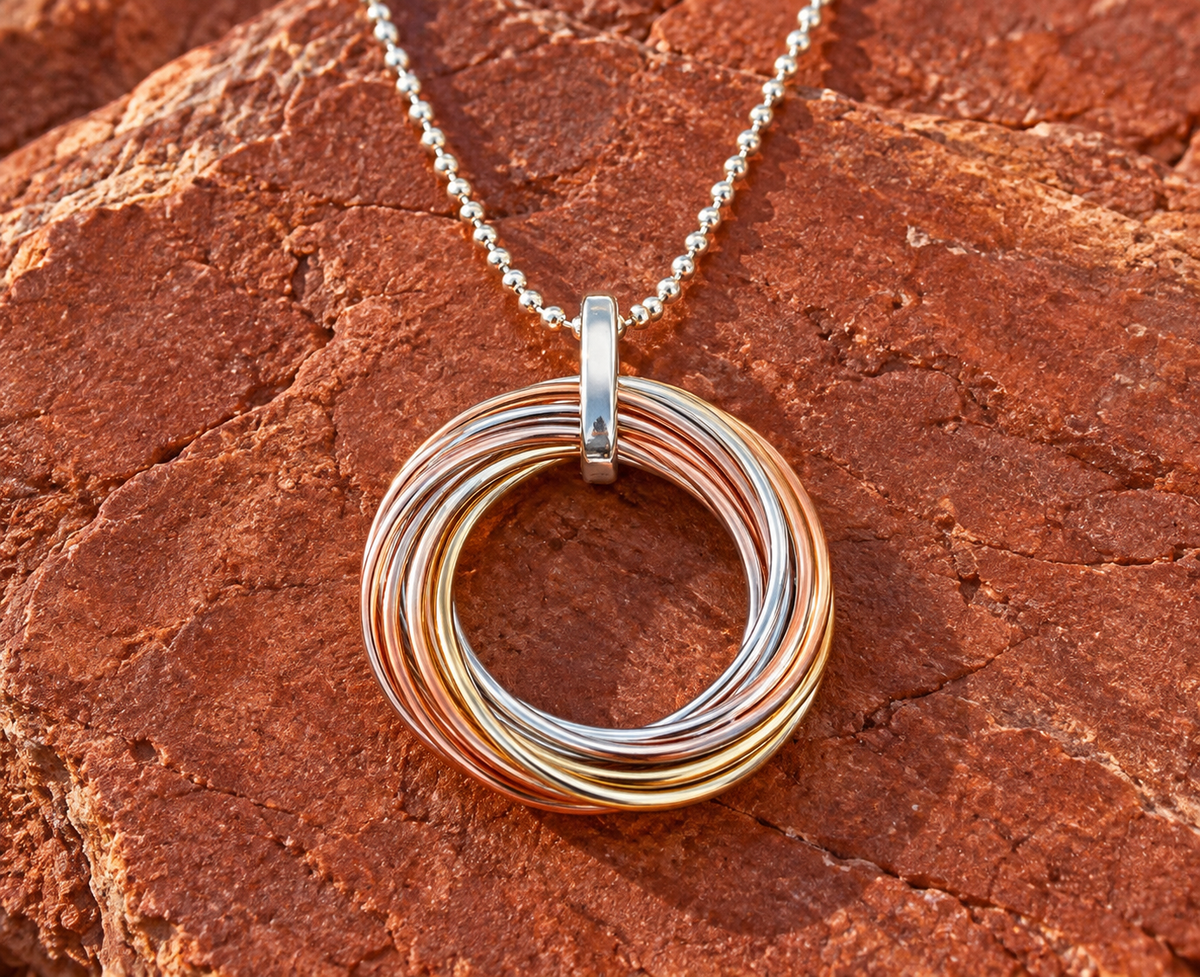 Sterling Silver & Copper Multi Rings Necklace