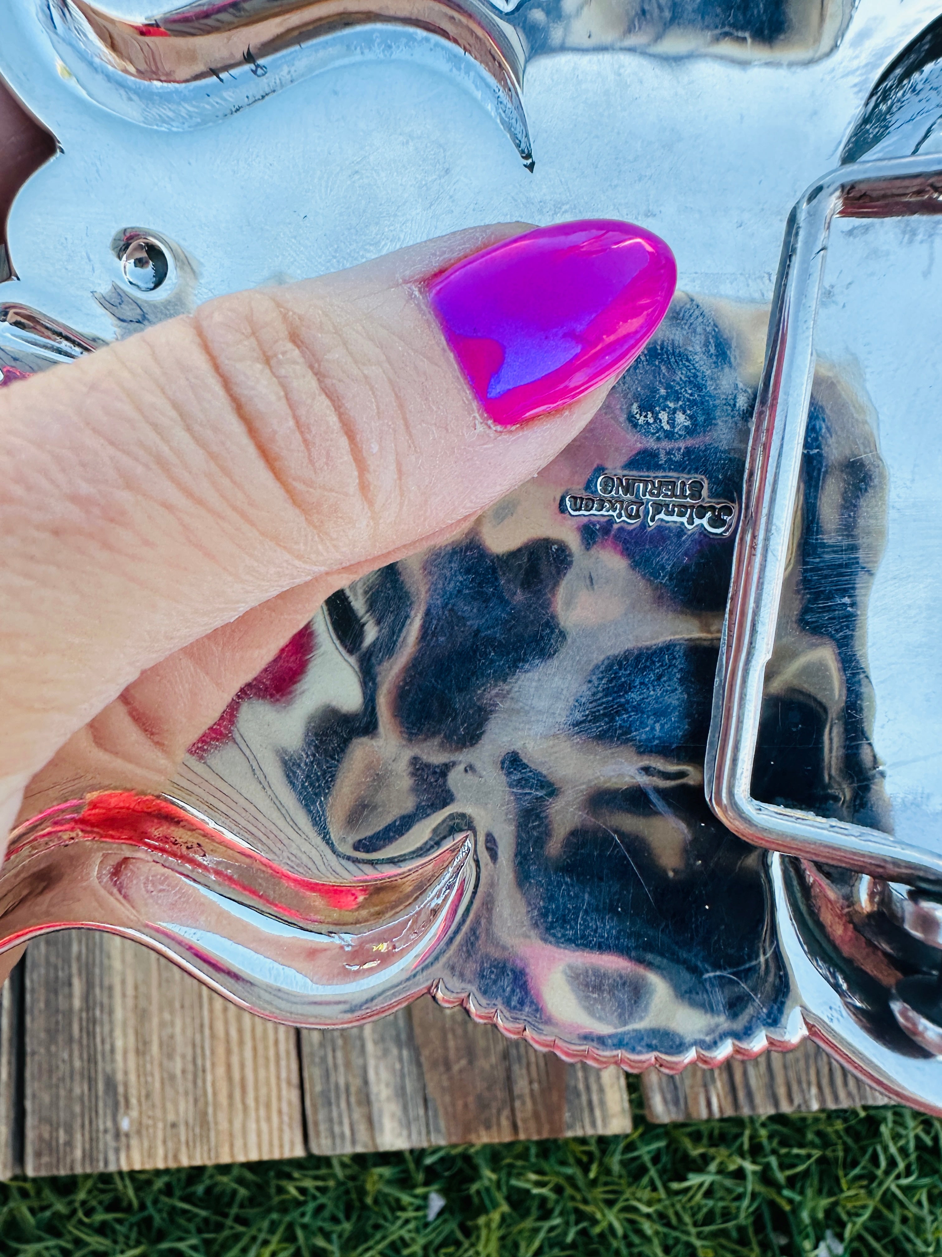 Handcrafted Number 8 Turquoise & Sterling Silver Belt Buckle by Roland Dixson