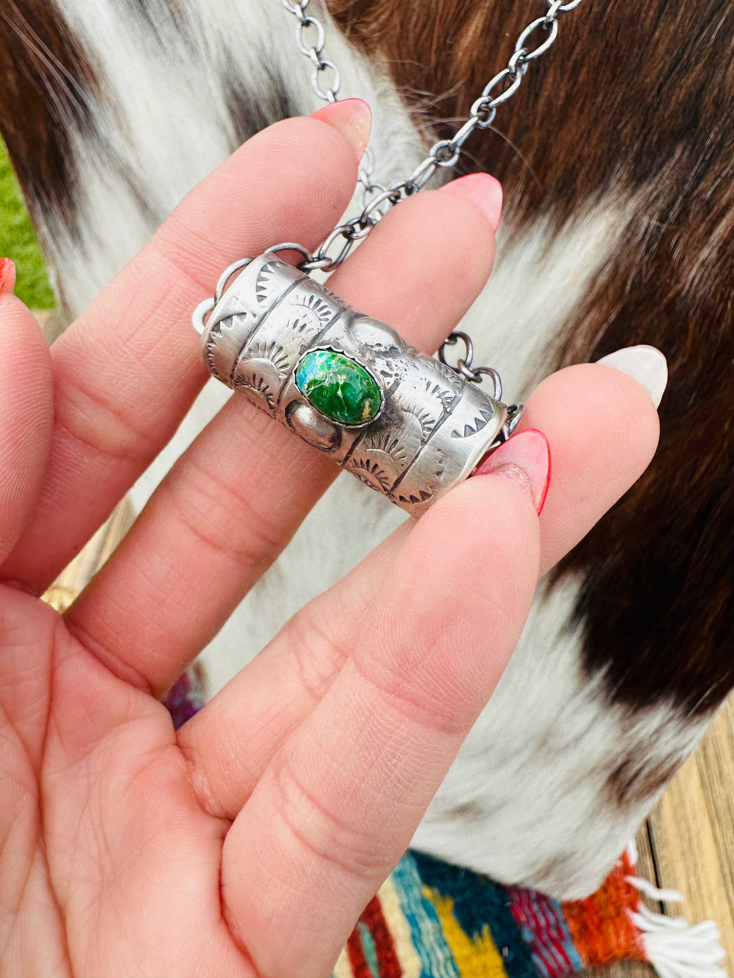 Handcrafted Sonoran Mountain Turquoise & Sterling Silver Necklace