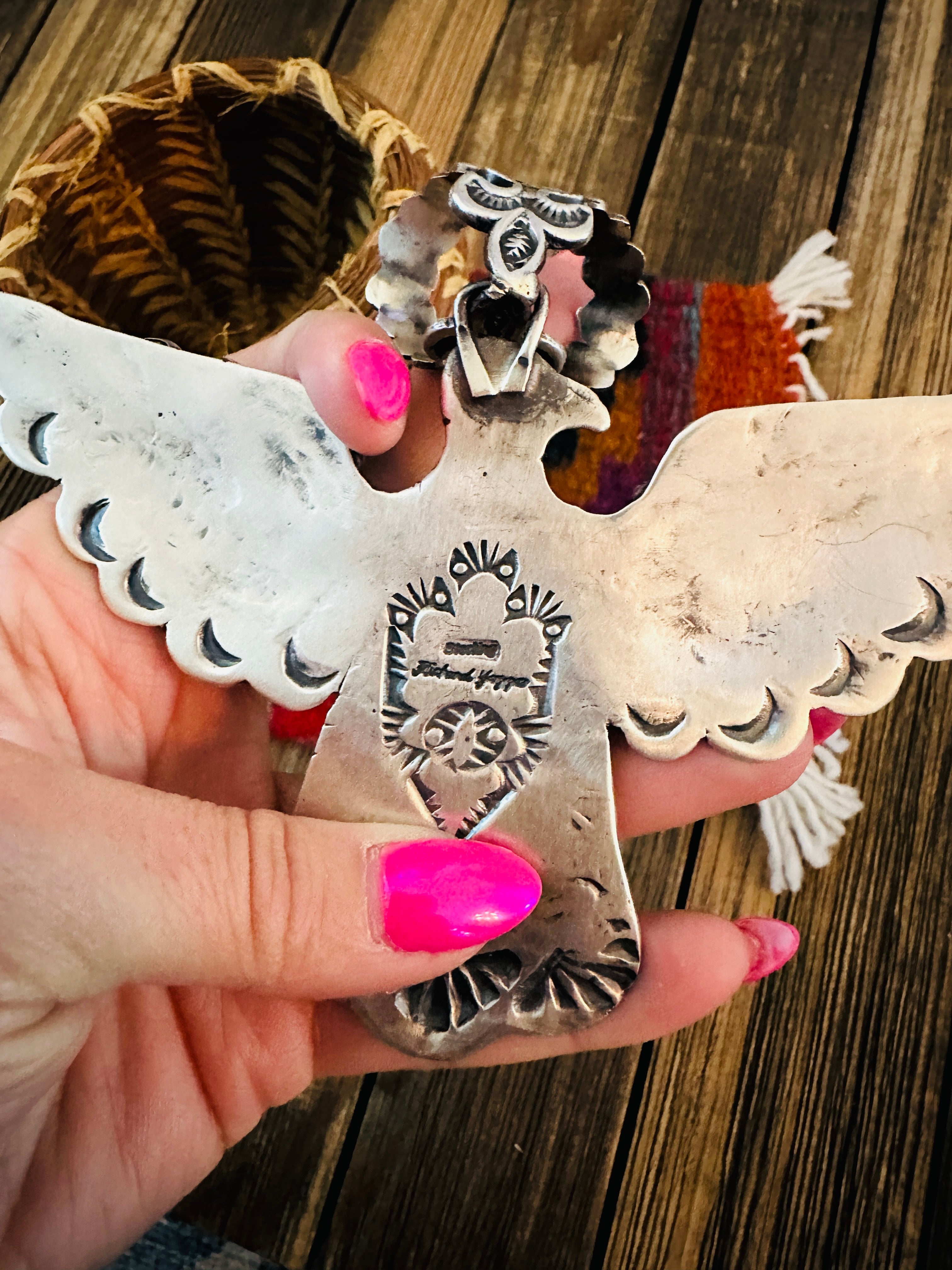 Handcrafted Turquoise & Sterling Silver Thunderbird Pendant by Richard Yazzie