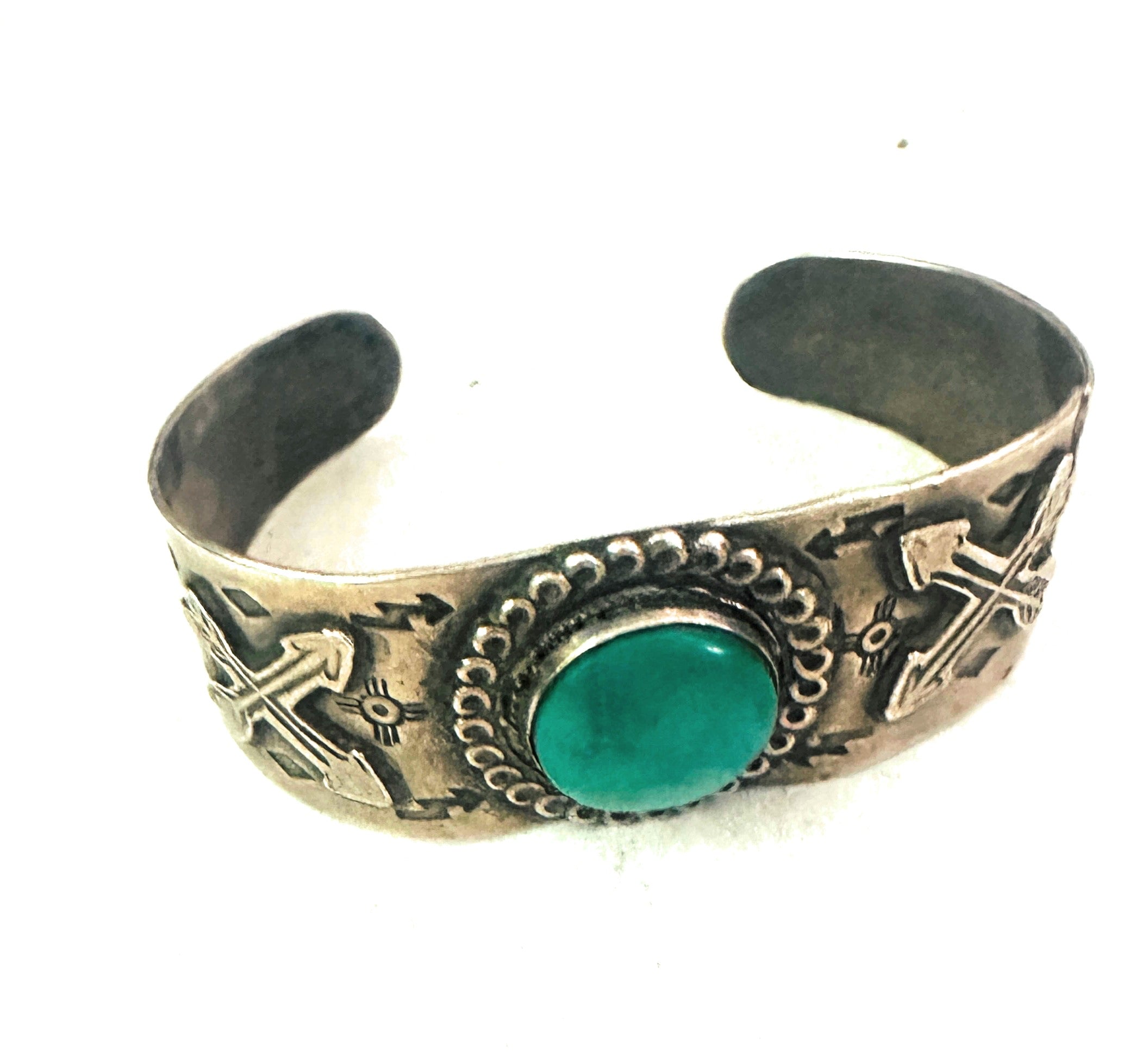 Old Pawn Navajo Sterling Silver & Turquoise Cuff Bracelet