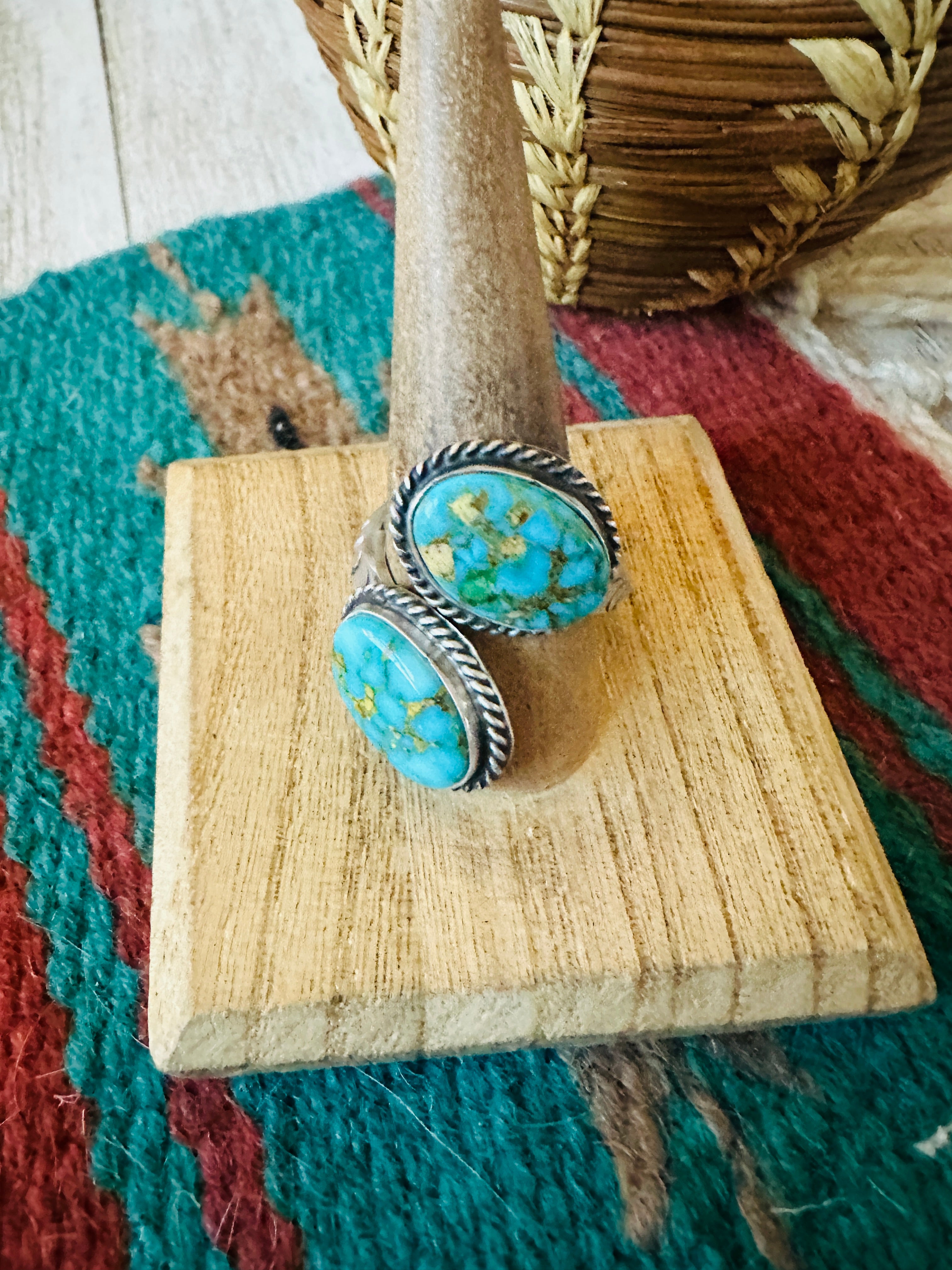 Navajo Sterling Silver & Sonoran Gold Turquoise Adjustable Ring