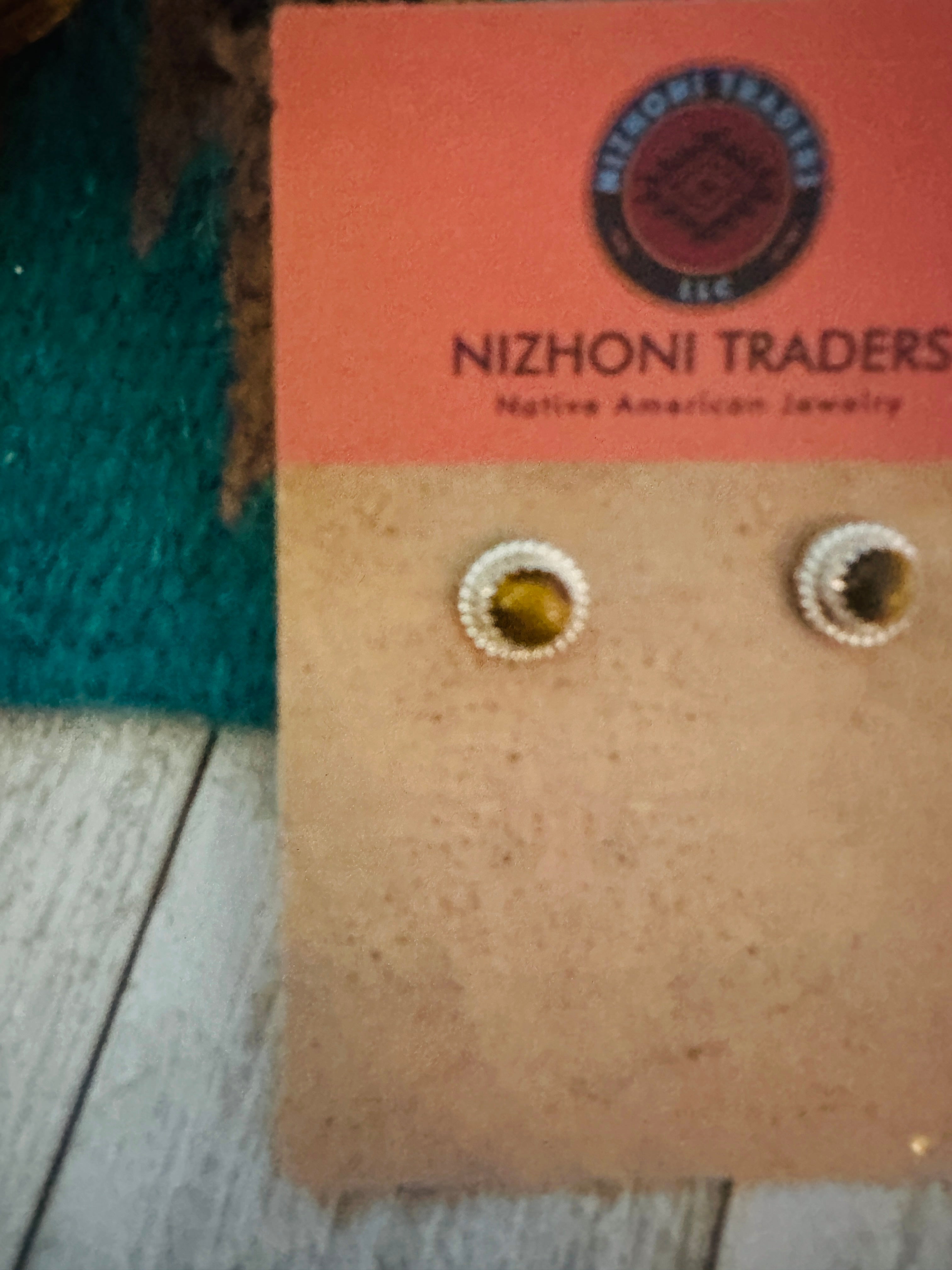 Navajo Tigers Eye and Sterling Silver Stud Earrings