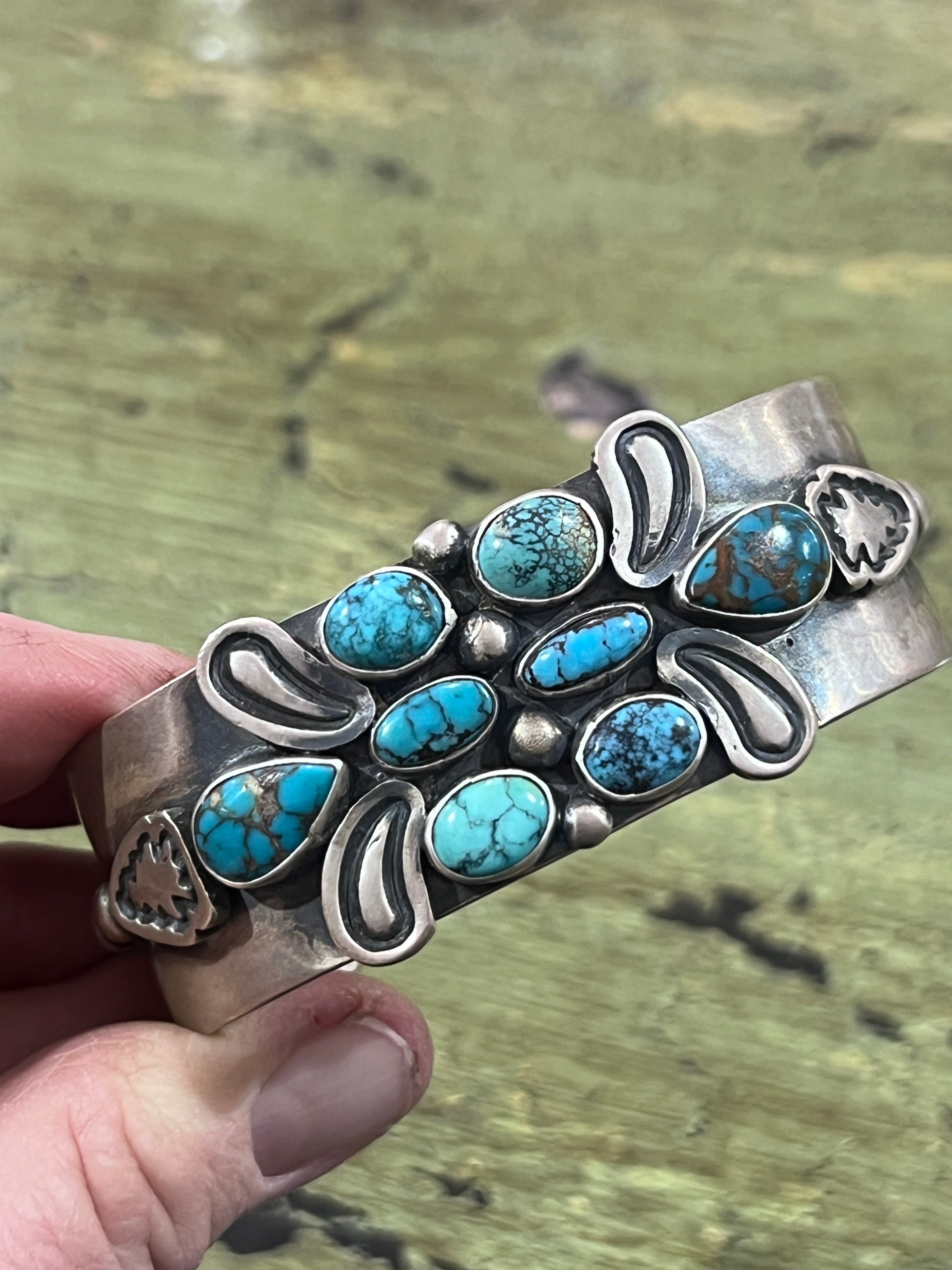 Gilbert Tom Sterling Silver and Turquoise Arrowhead Cuff Bracelets