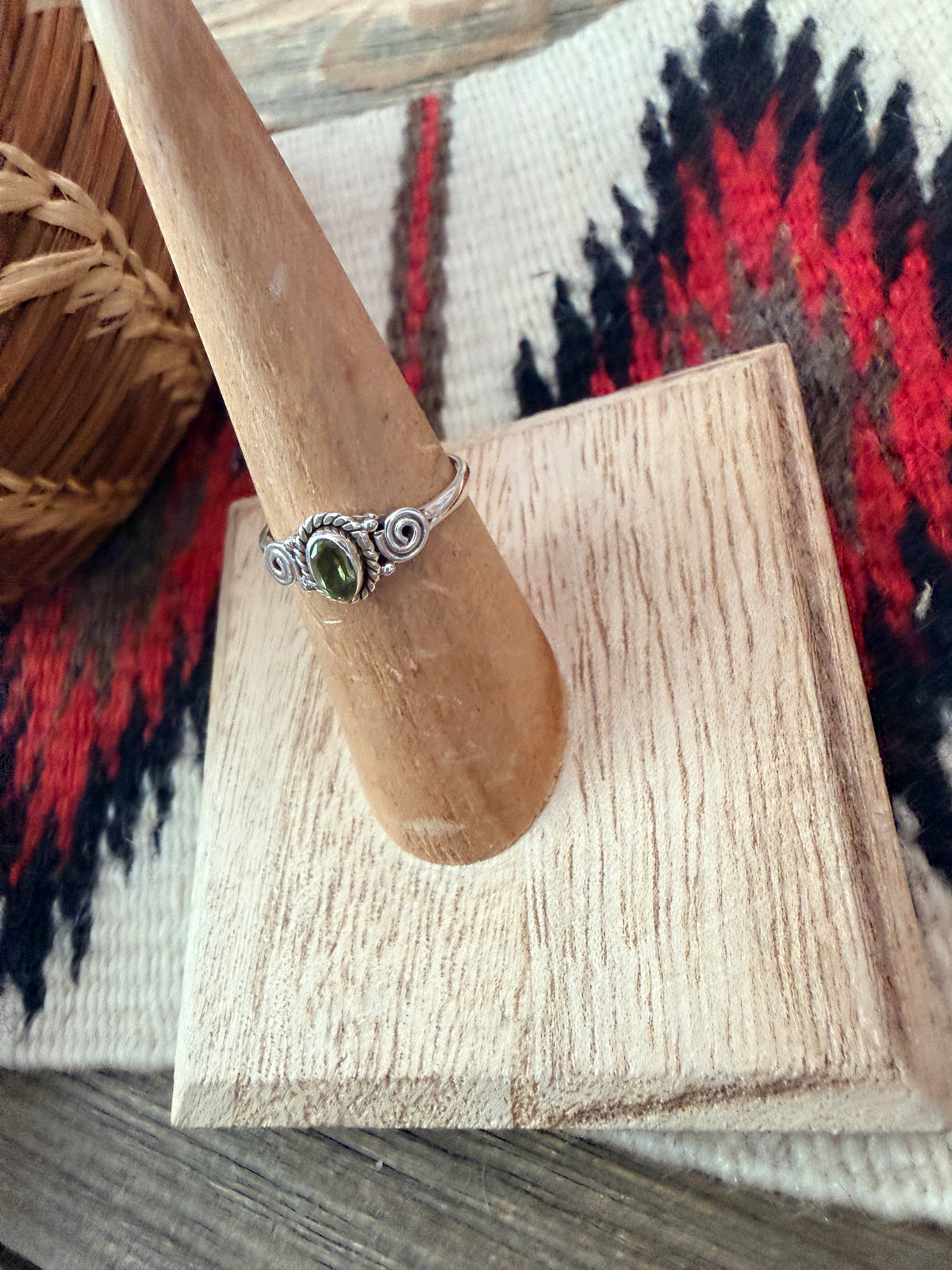 Handmade Sterling Silver & Peridot Adjustable Ring