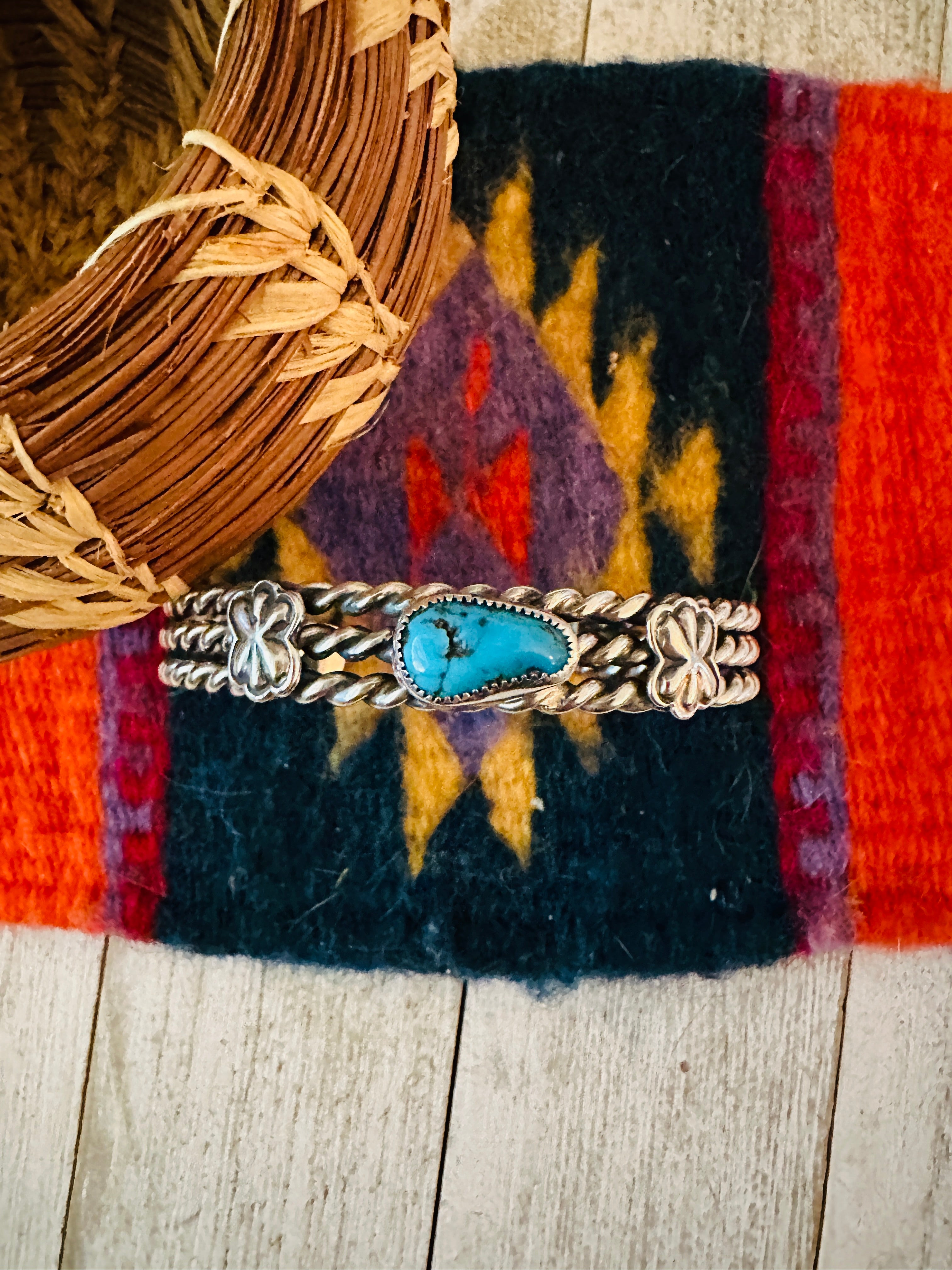 Navajo Sterling Silver & Turquoise Cuff Bracelet