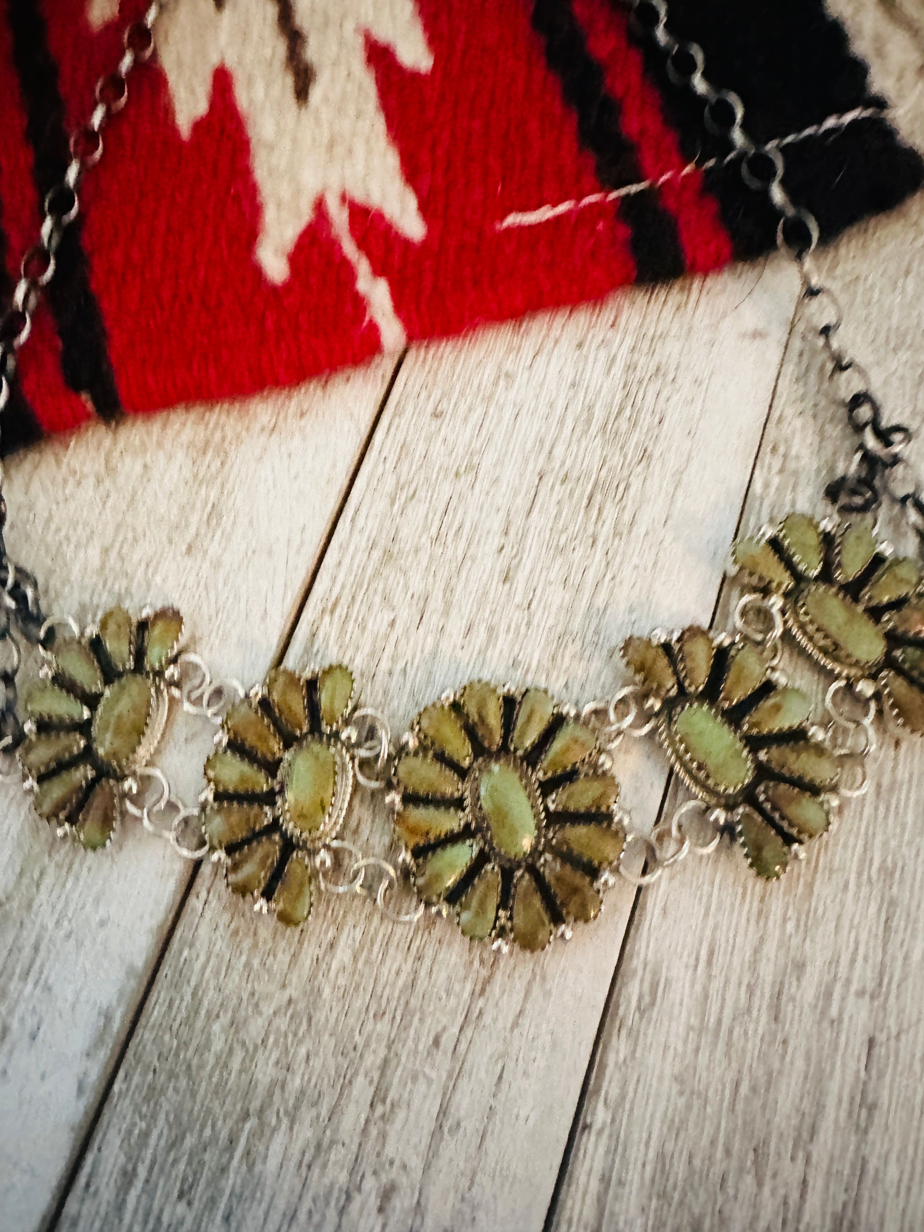 Handcrafted Sterling Silver & Turquoise Cluster Necklace