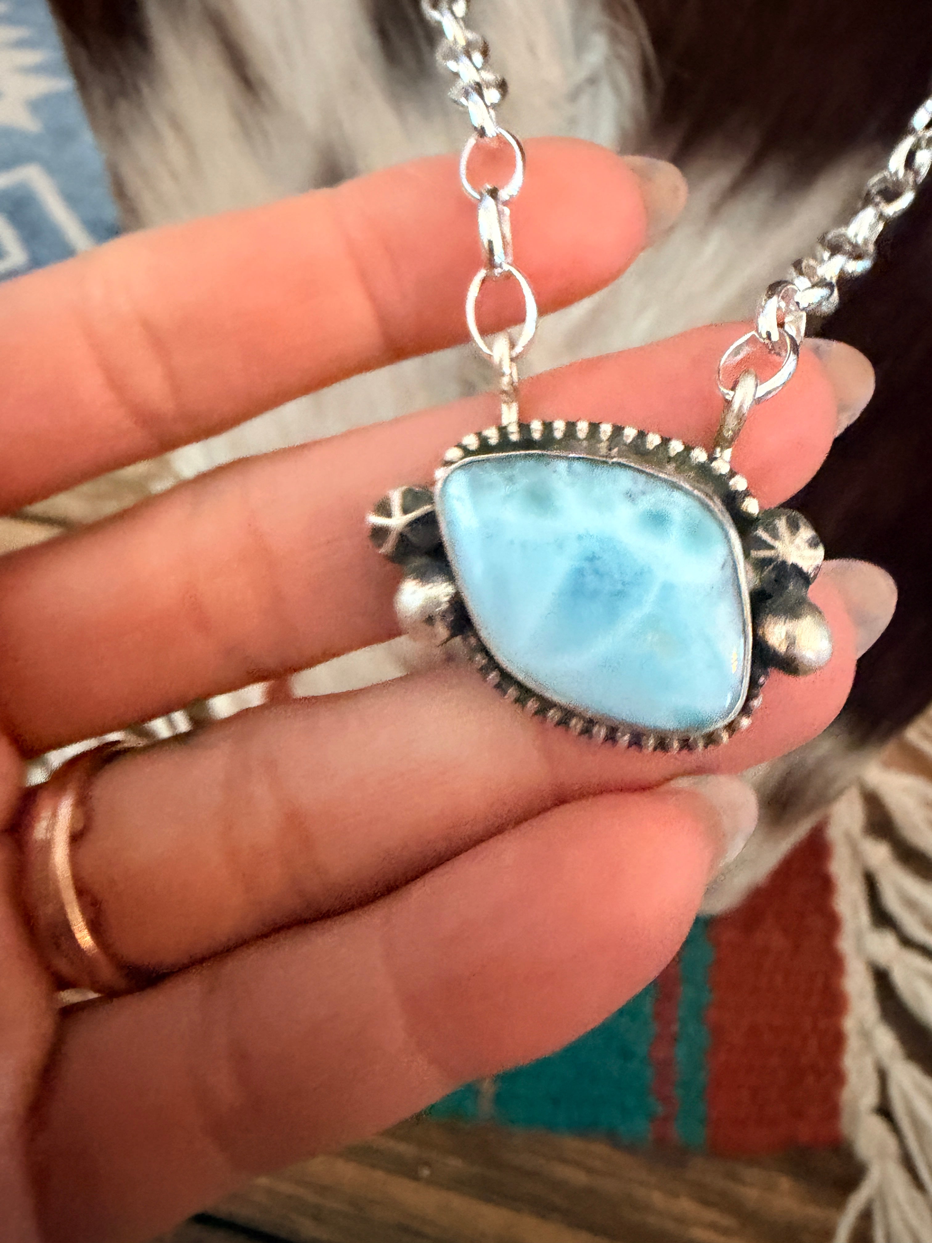 Handmade Sterling Silver & Larimar Necklace