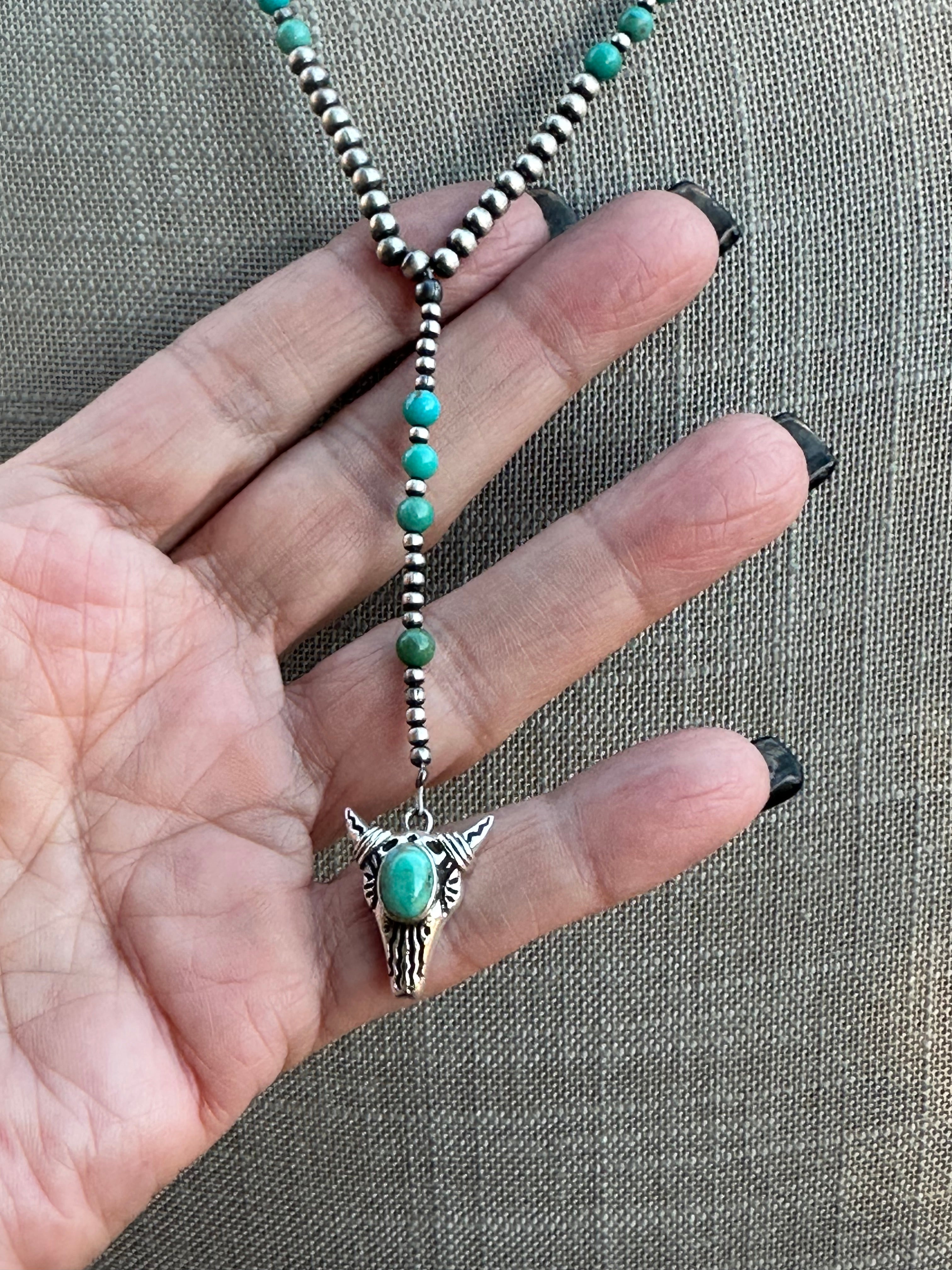 Handmade Sterling Silver & Turquoise Western Lariat Necklace