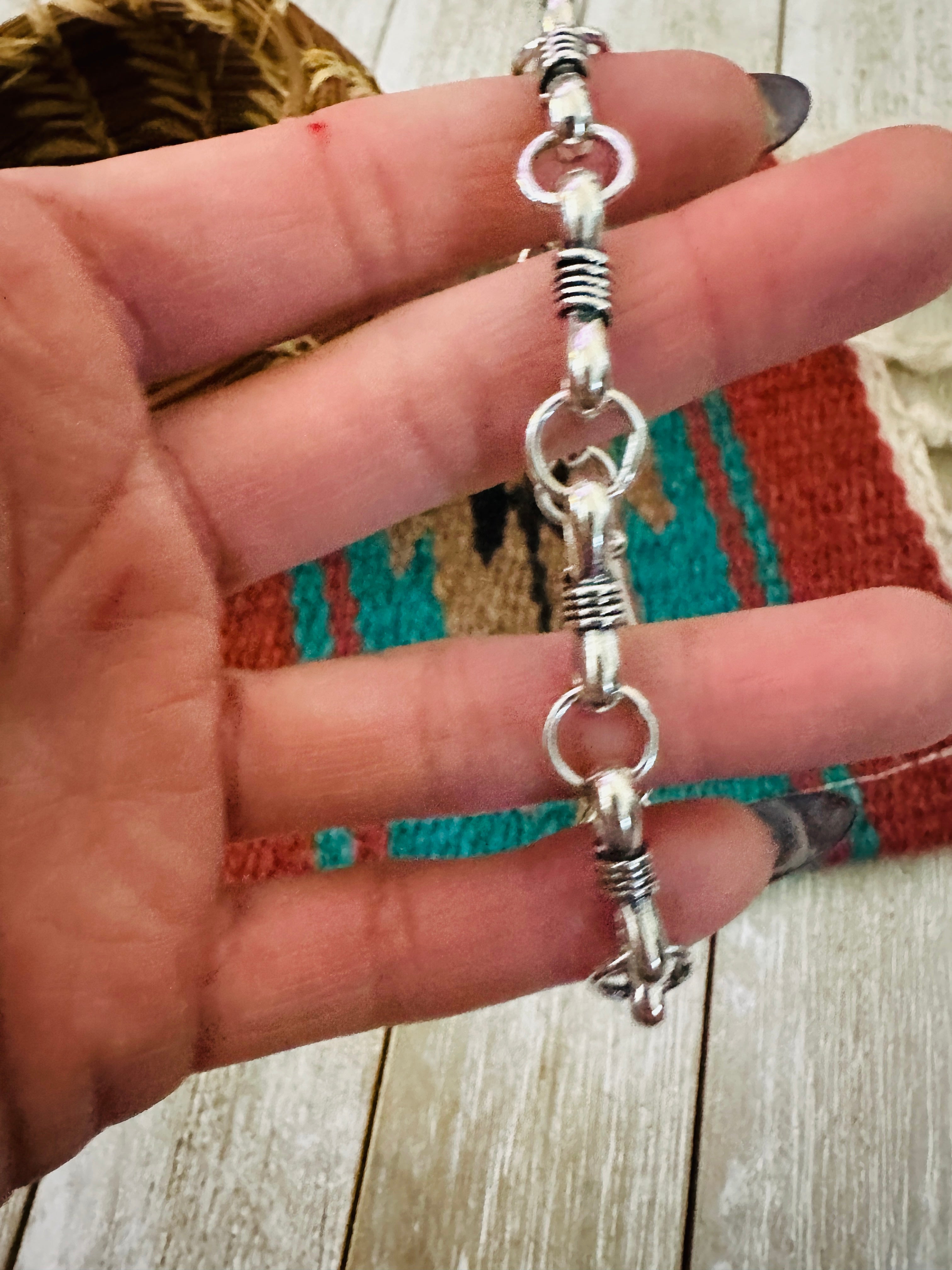 Handcrafted Sterling Silver Chain Link Bracelet 8"