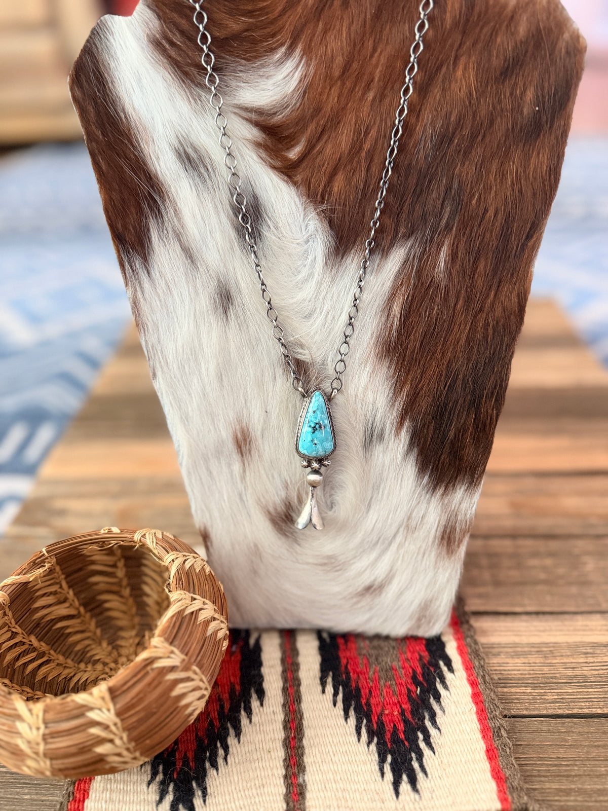 Handcrafted Turquoise & Sterling Silver Blossom Necklace by Sheila Becenti