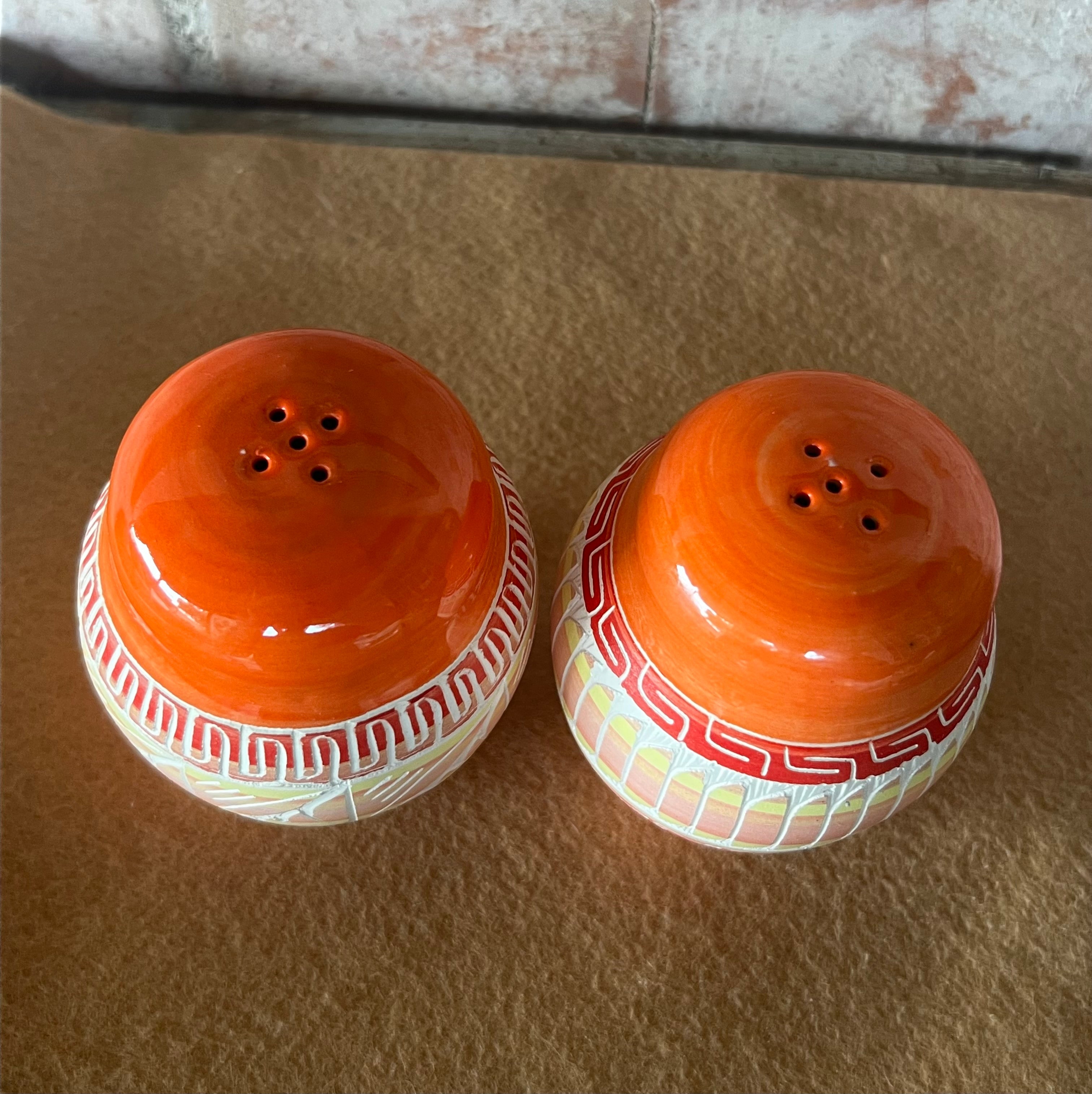 Handcrafted Orange Salt & Pepper Shakers “Cassandra King”