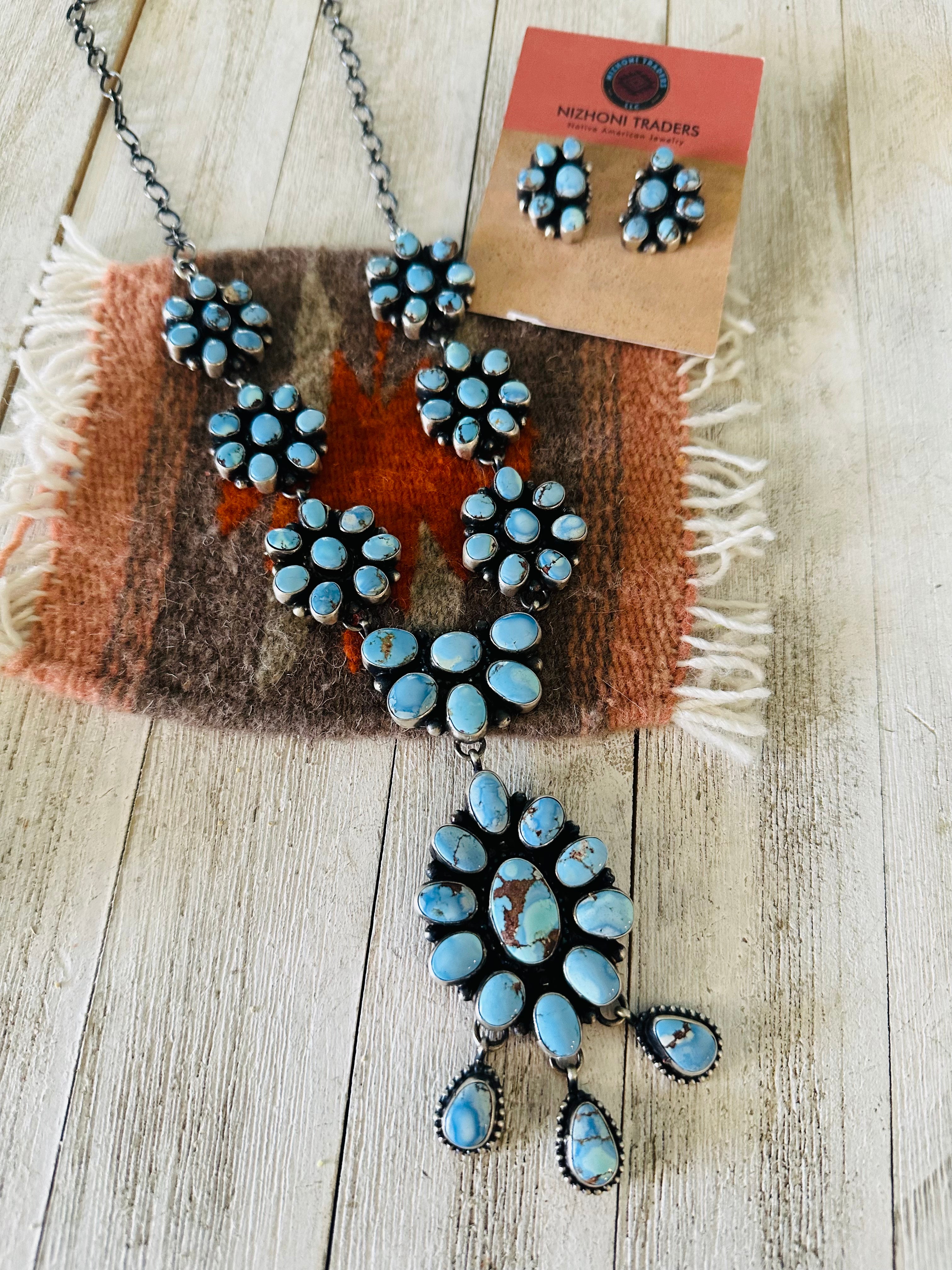 Navajo Golden Hills Turquoise & Sterling Silver Necklace Set