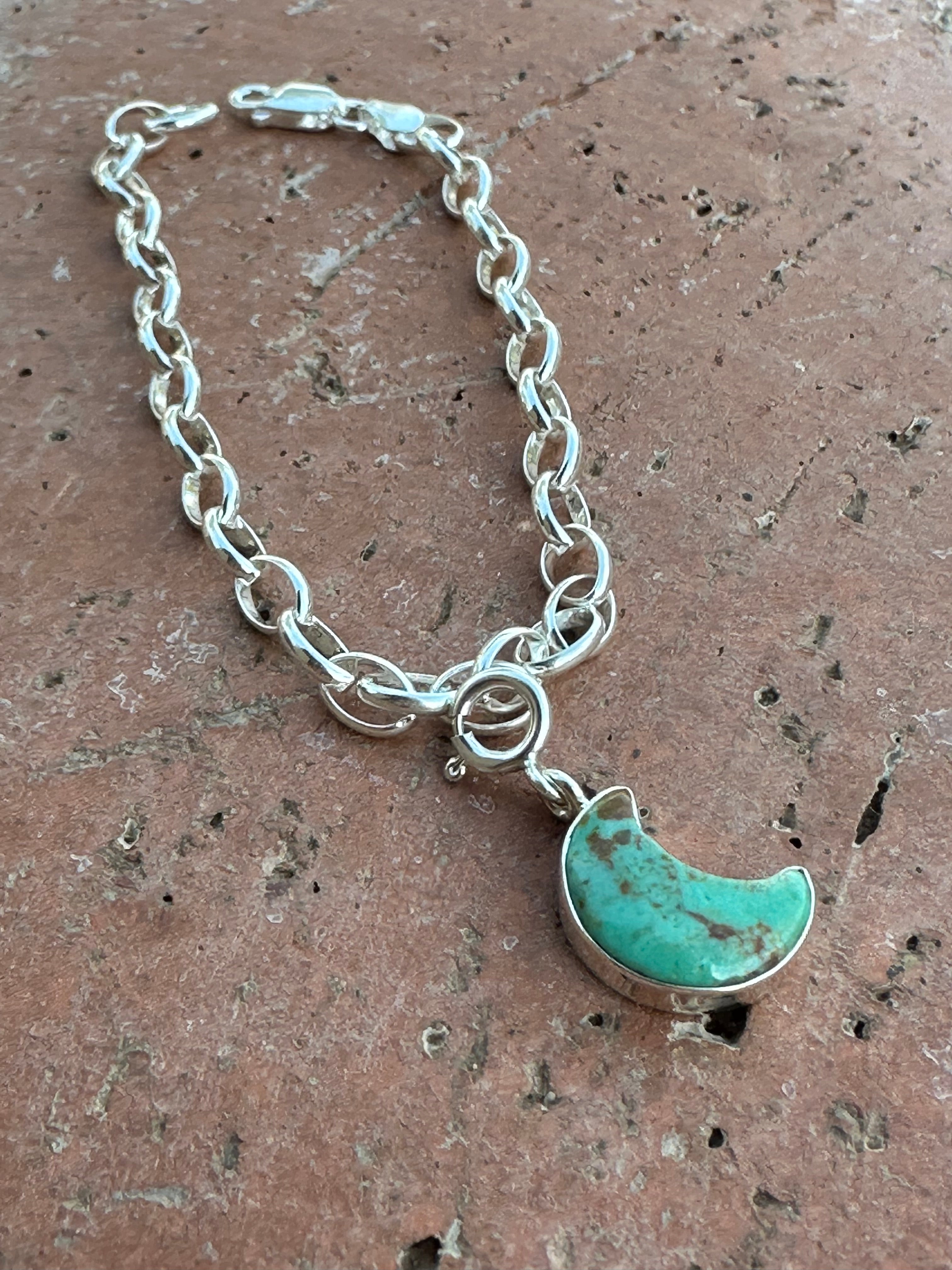 Halloween Collection Sterling Silver & Turquoise Moon Charm