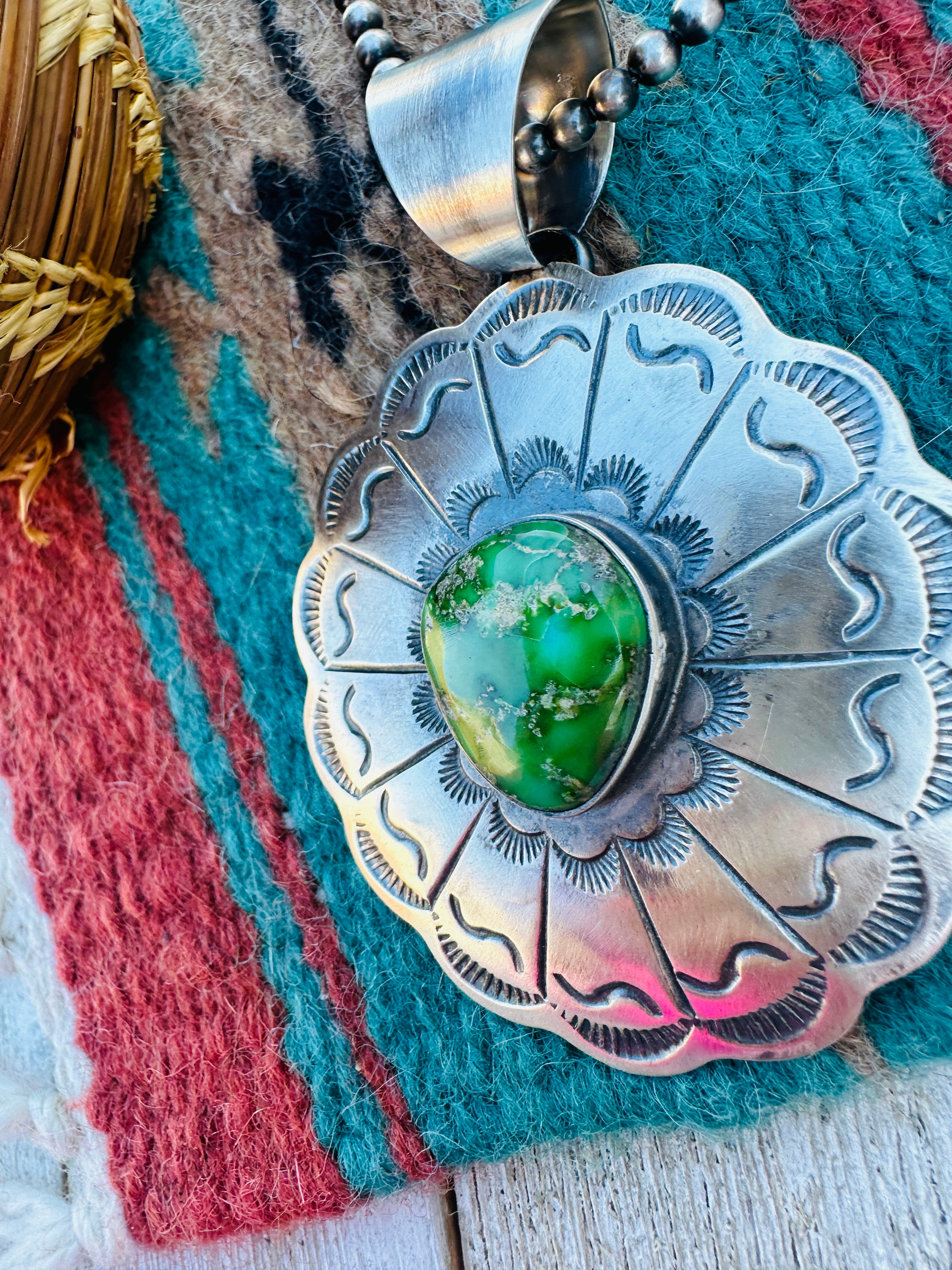 Handcrafted Sterling Silver & Sonoran Mountain Turquoise Pendant by Chimney Butte
