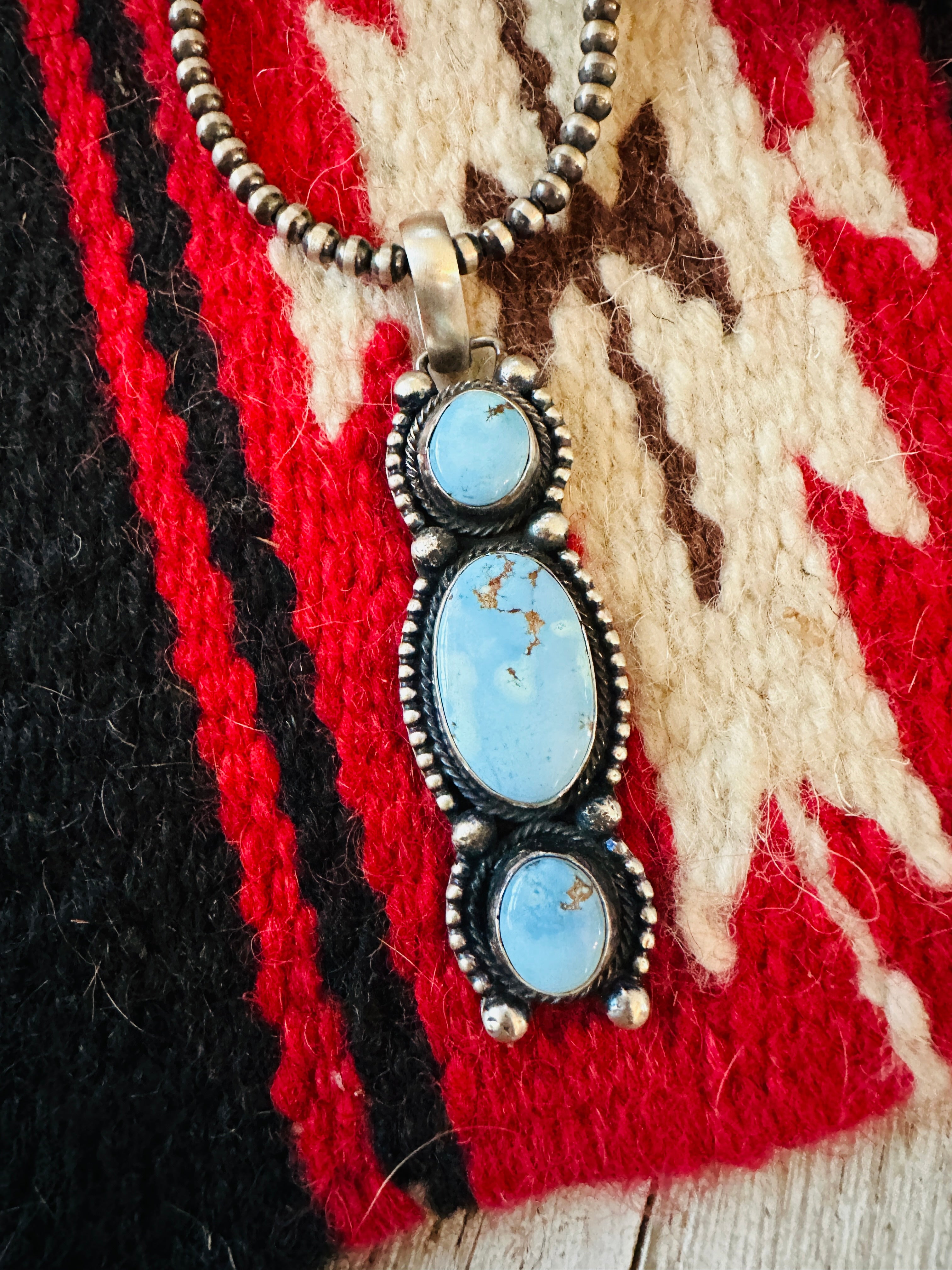 Handcrafted Golden Hills Turquoise & Sterling Silver Pendant