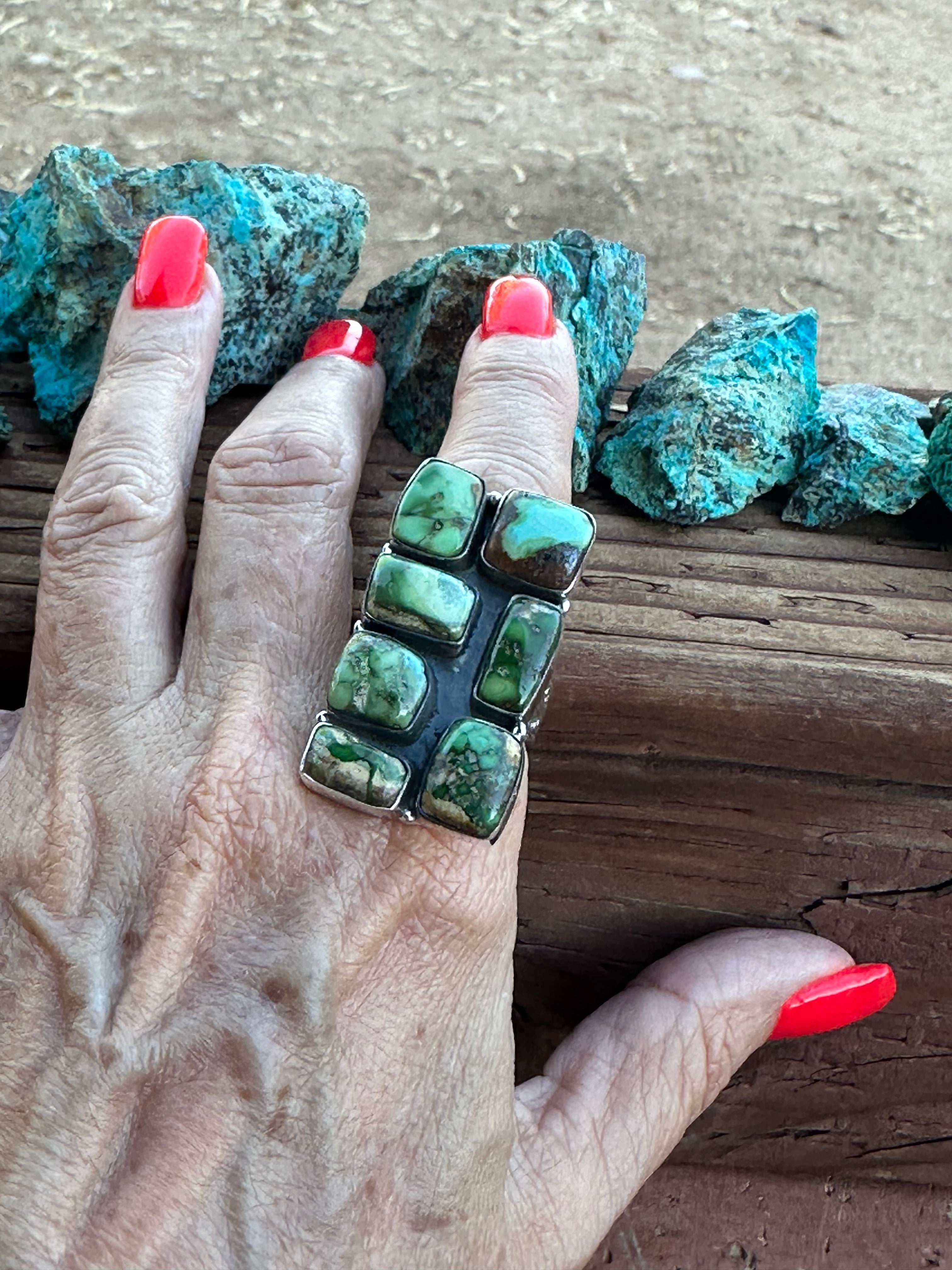 Handmade Sonoran Mountain Turquoise & Sterling Silver Adjustable Ring