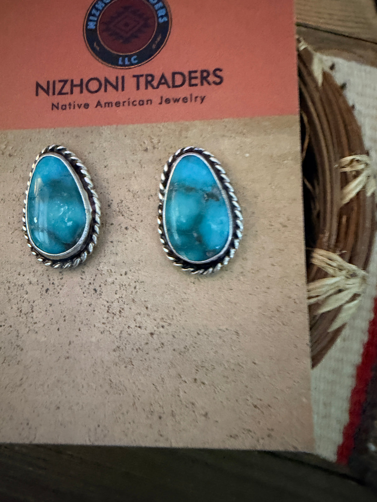 Handcrafted Turquoise & Sterling Silver Post Earrings