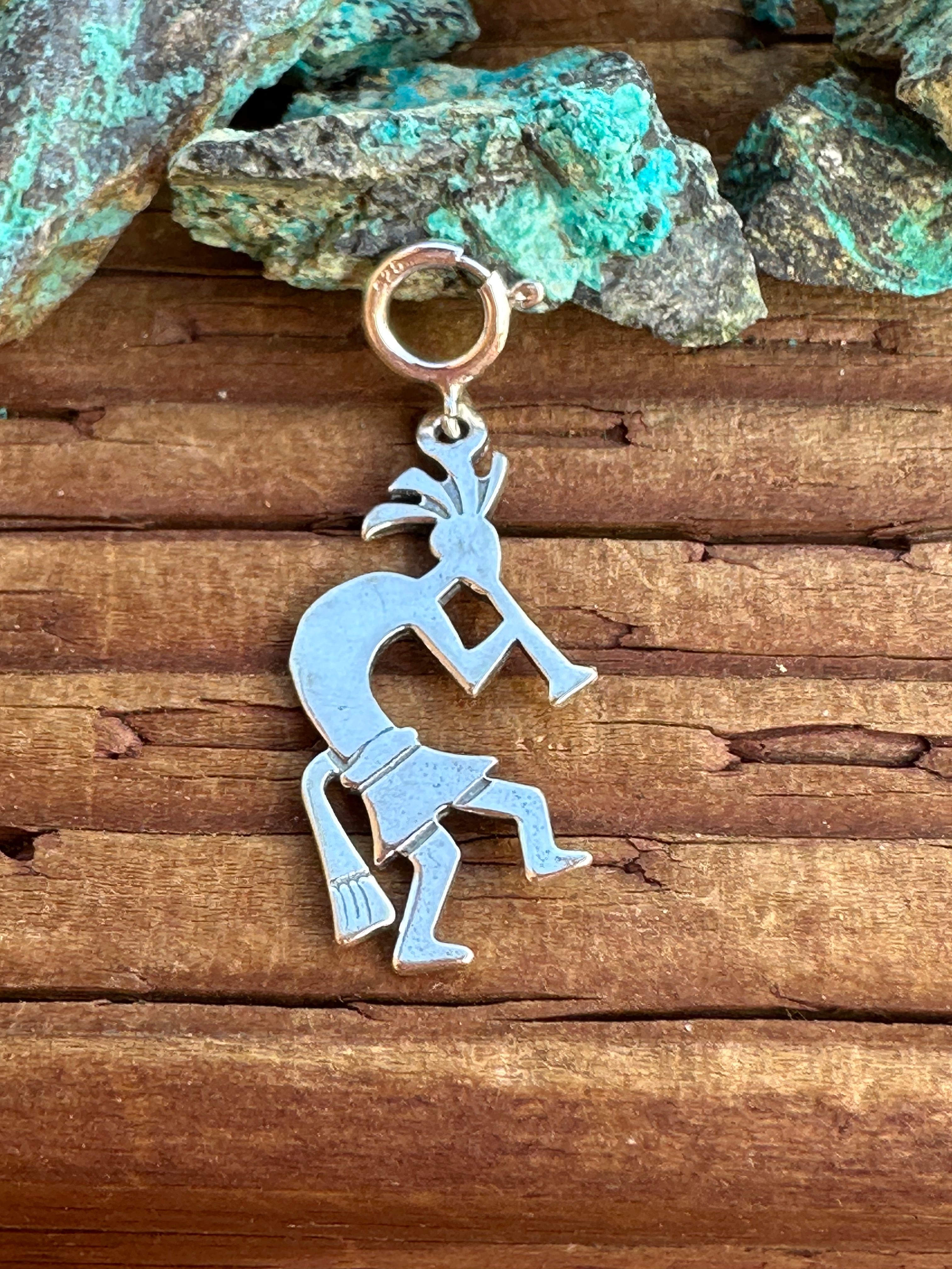 Navajo Crafted Sterling Silver Flute Dancer  Charm