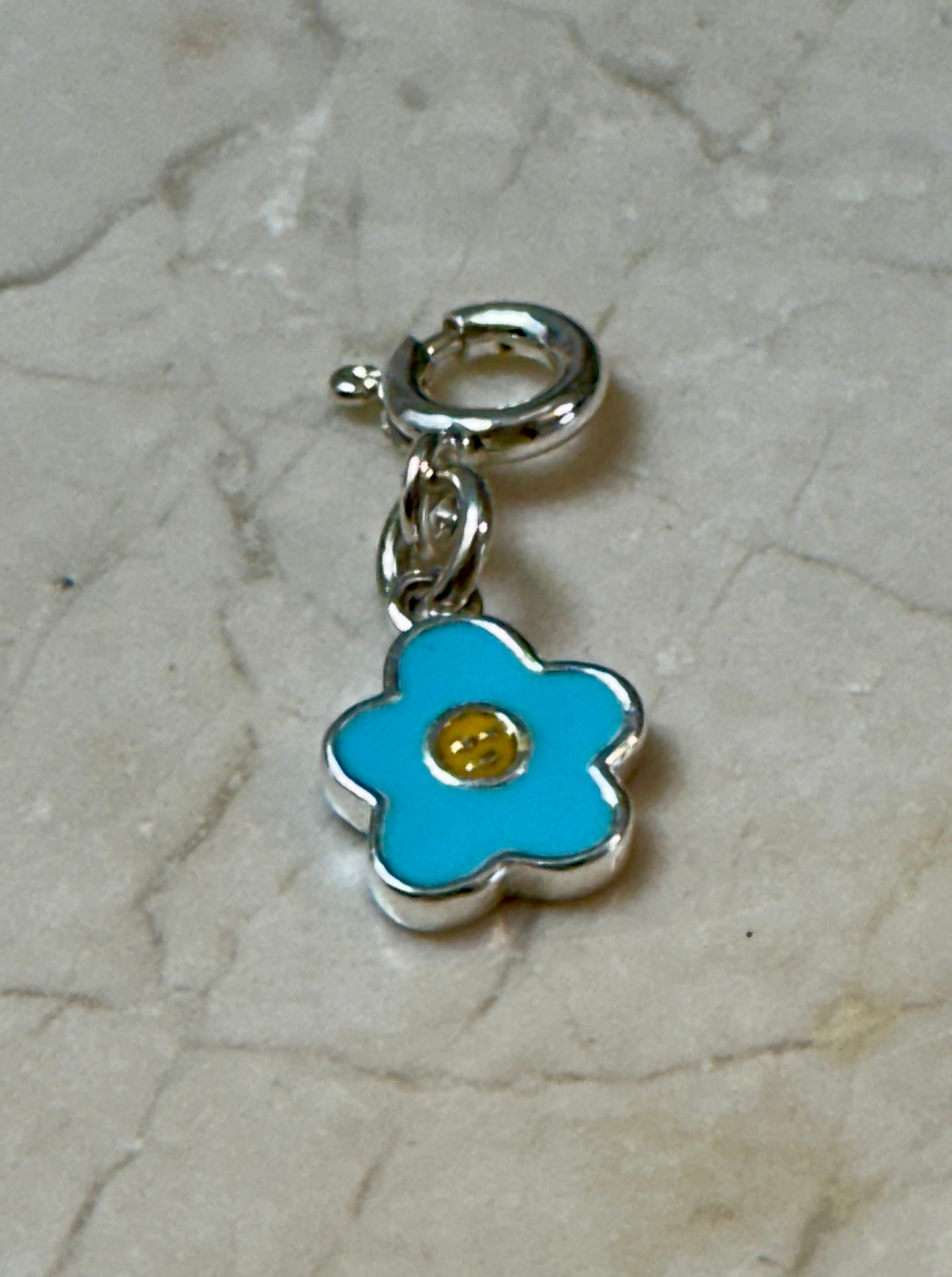 Sterling Silver Blue Flower Charm