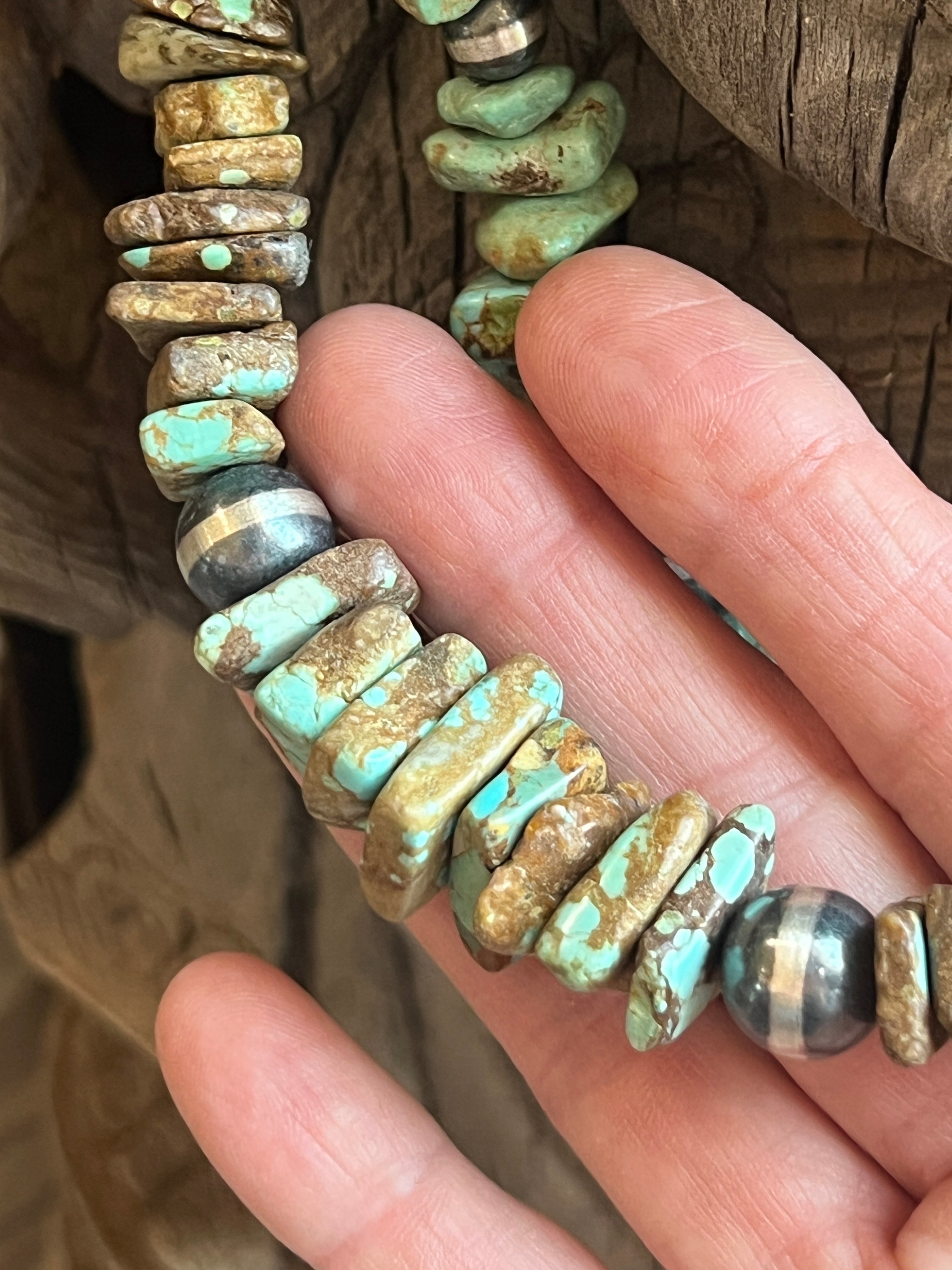 Handcrafted Turquoise & Sterling Silver Chunky Beaded Necklace