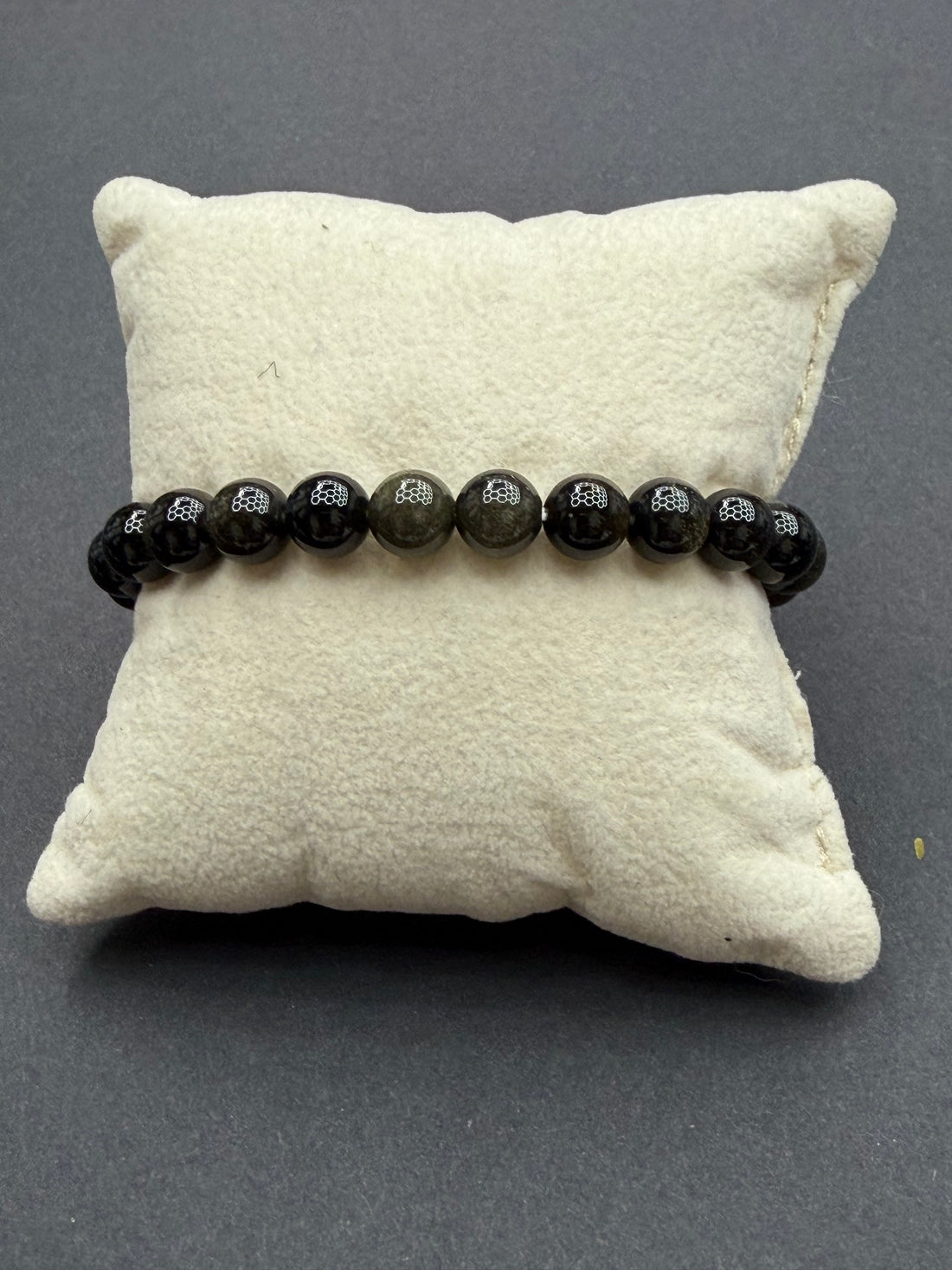 Black Banded Agate 6mm beaded stretch bracelet