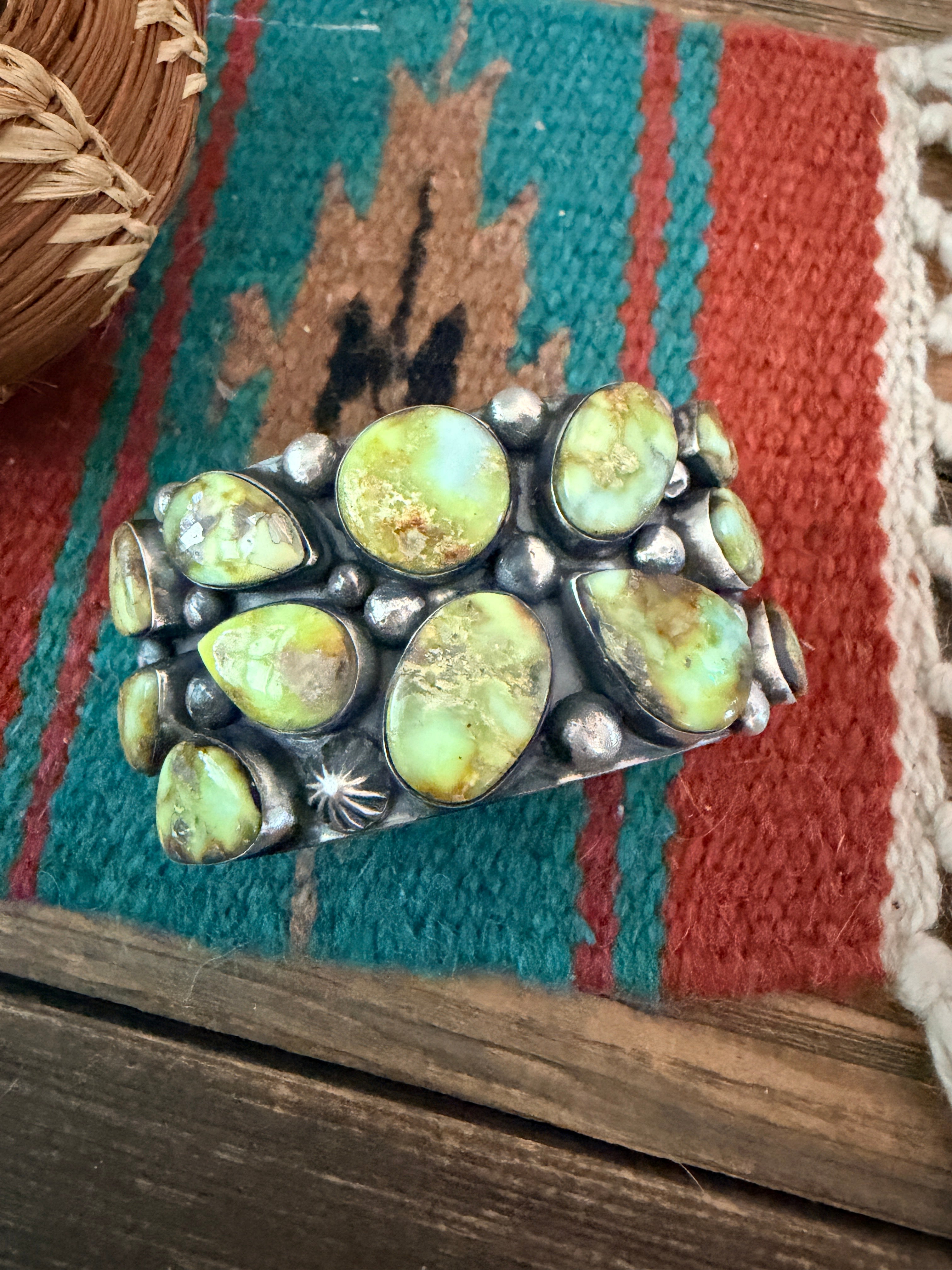 Handcrafted Palomino Turquoise & Sterling Silver Cuff Bracelet by Chimney Butte