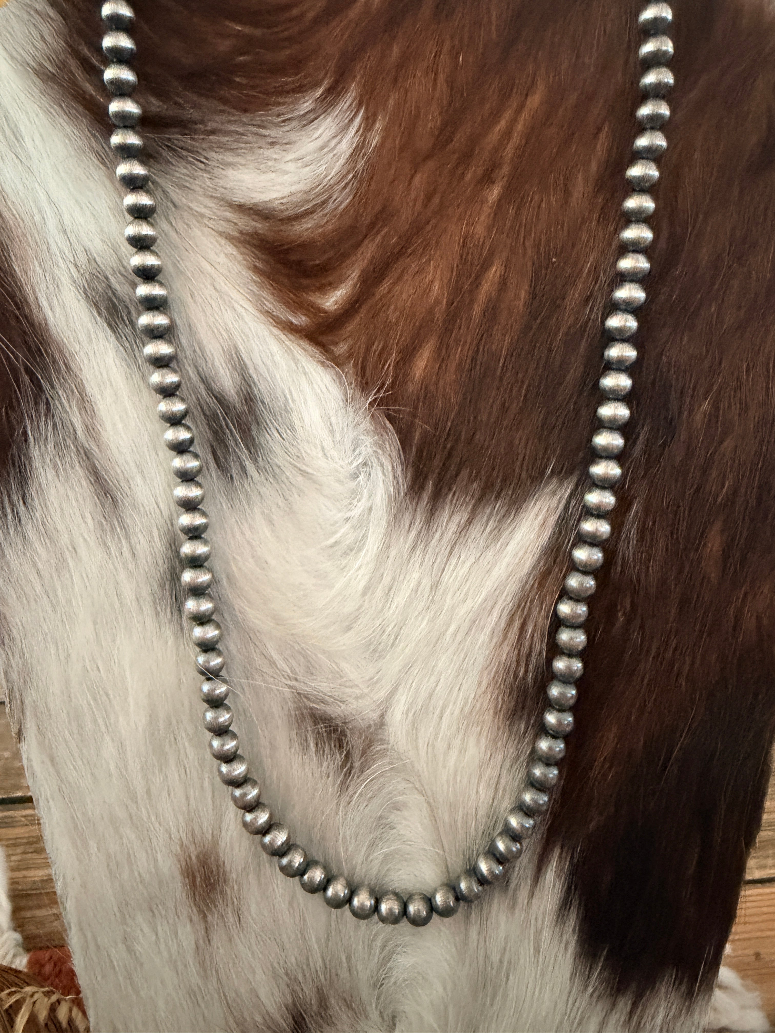Old Pawn Handcrafted 5mm Sterling Silver Pearl 22” Beaded Necklace