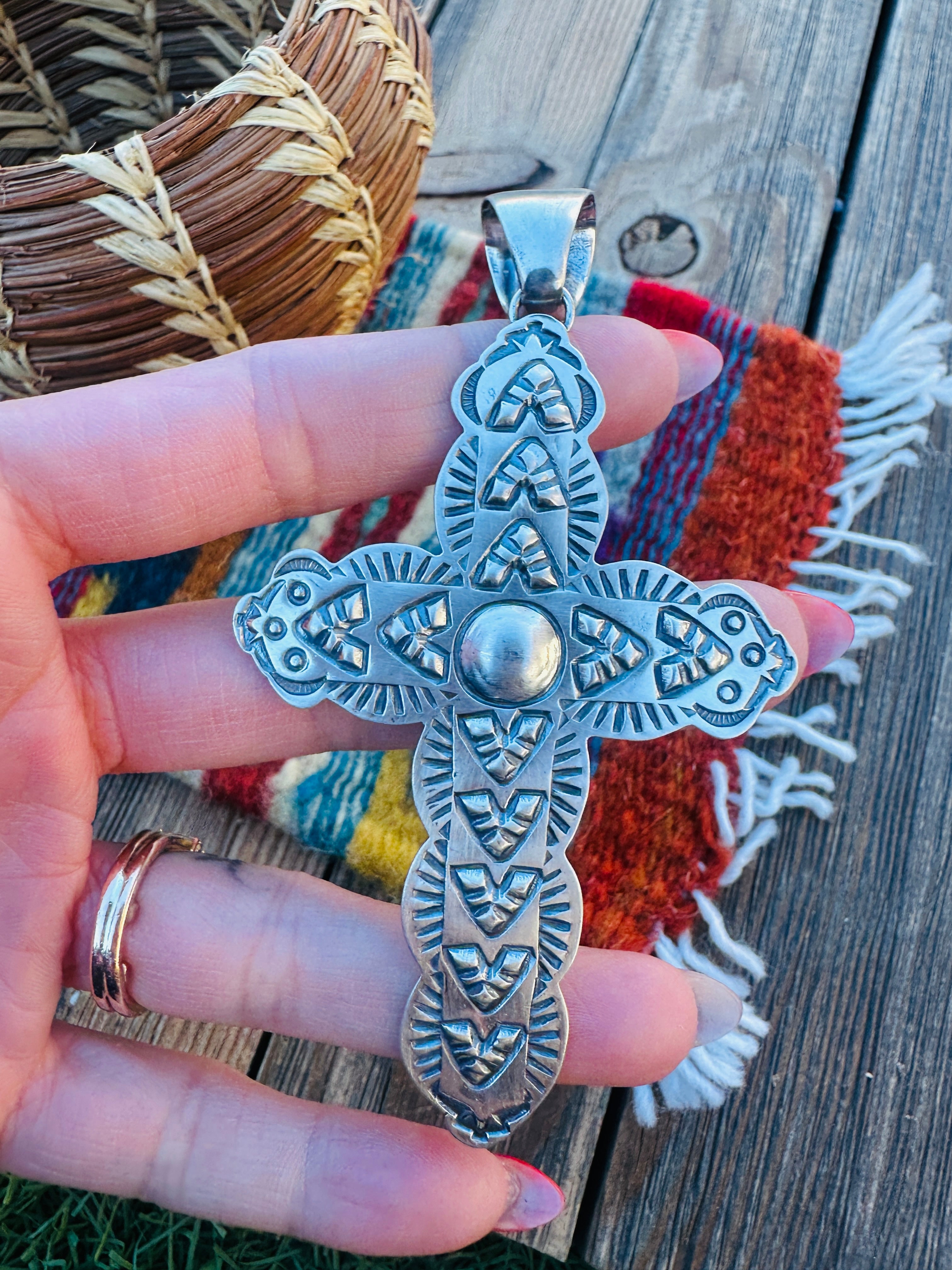 Handcrafted Sterling Silver Cross Pendant by Benson Shorty