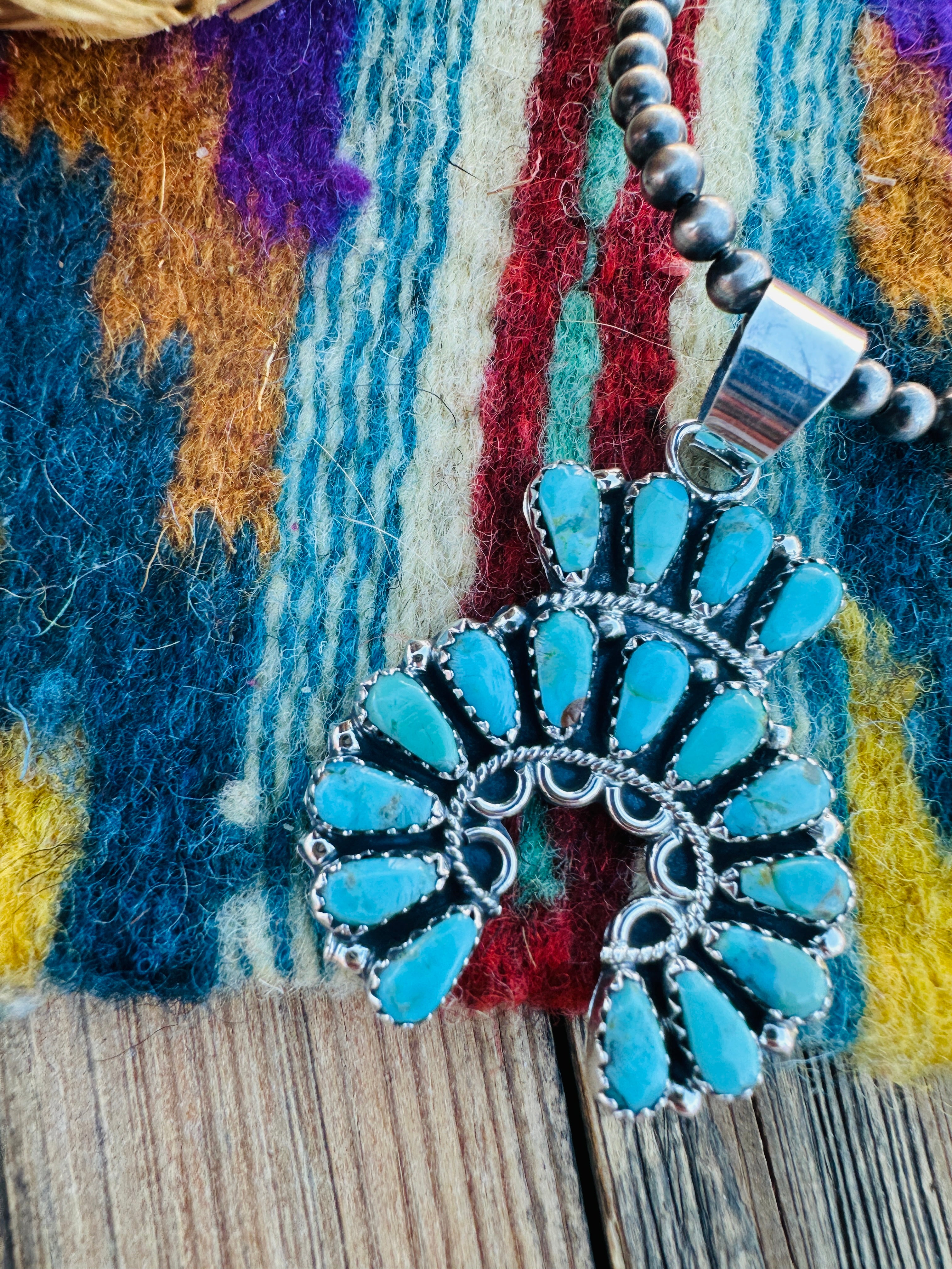 Handcrafted Sterling Silver & Turquoise Naja Pendant