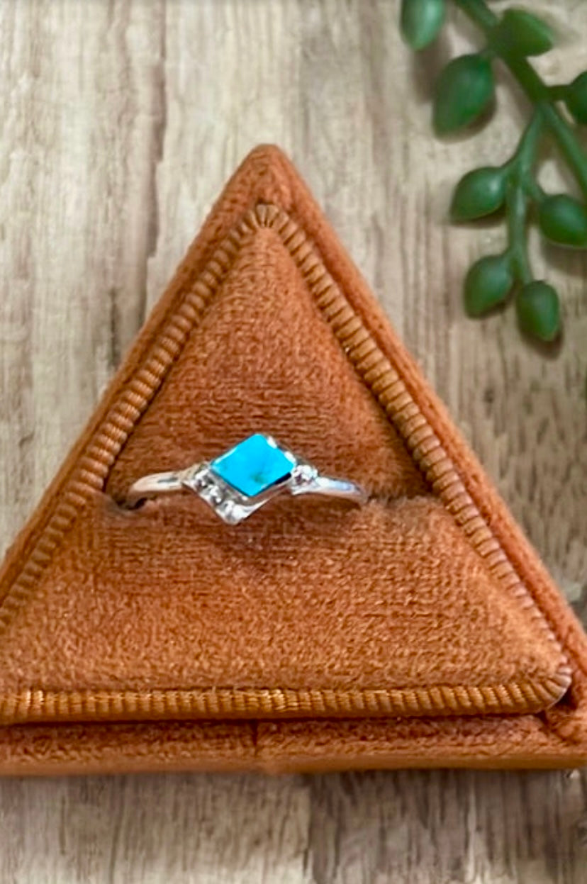 The Mini Navajo Turquoise & Sterling Silver Single Stone Ring