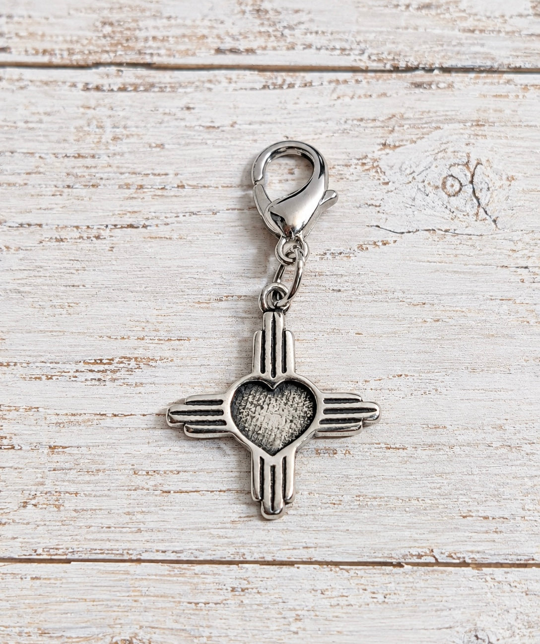 Handcrafted Small Zia Heart Charm Sterling Silver