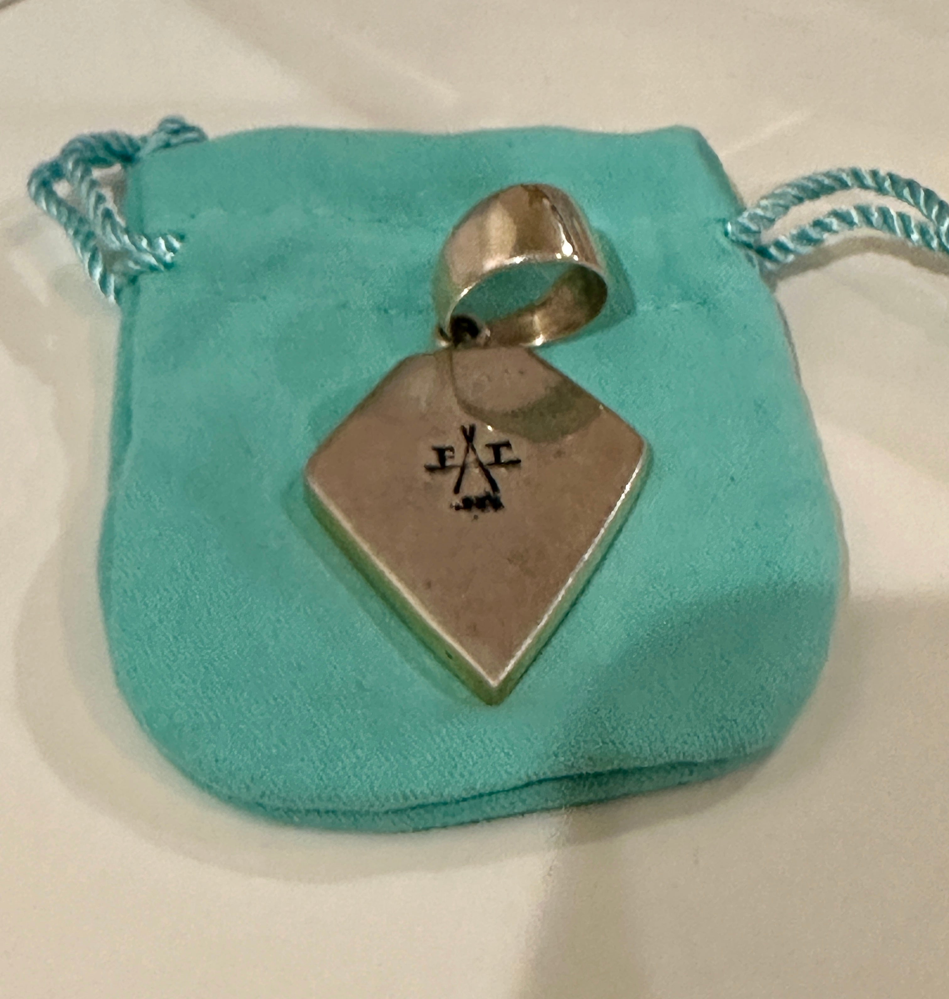 Navajo Turquoise 8 & Sterling Silver diamond shape Pendant