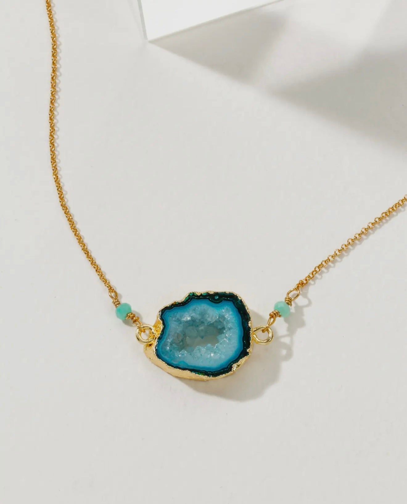 “The Golden Collection” Geo Necklace Handmade Gold Plated Agate Necklace