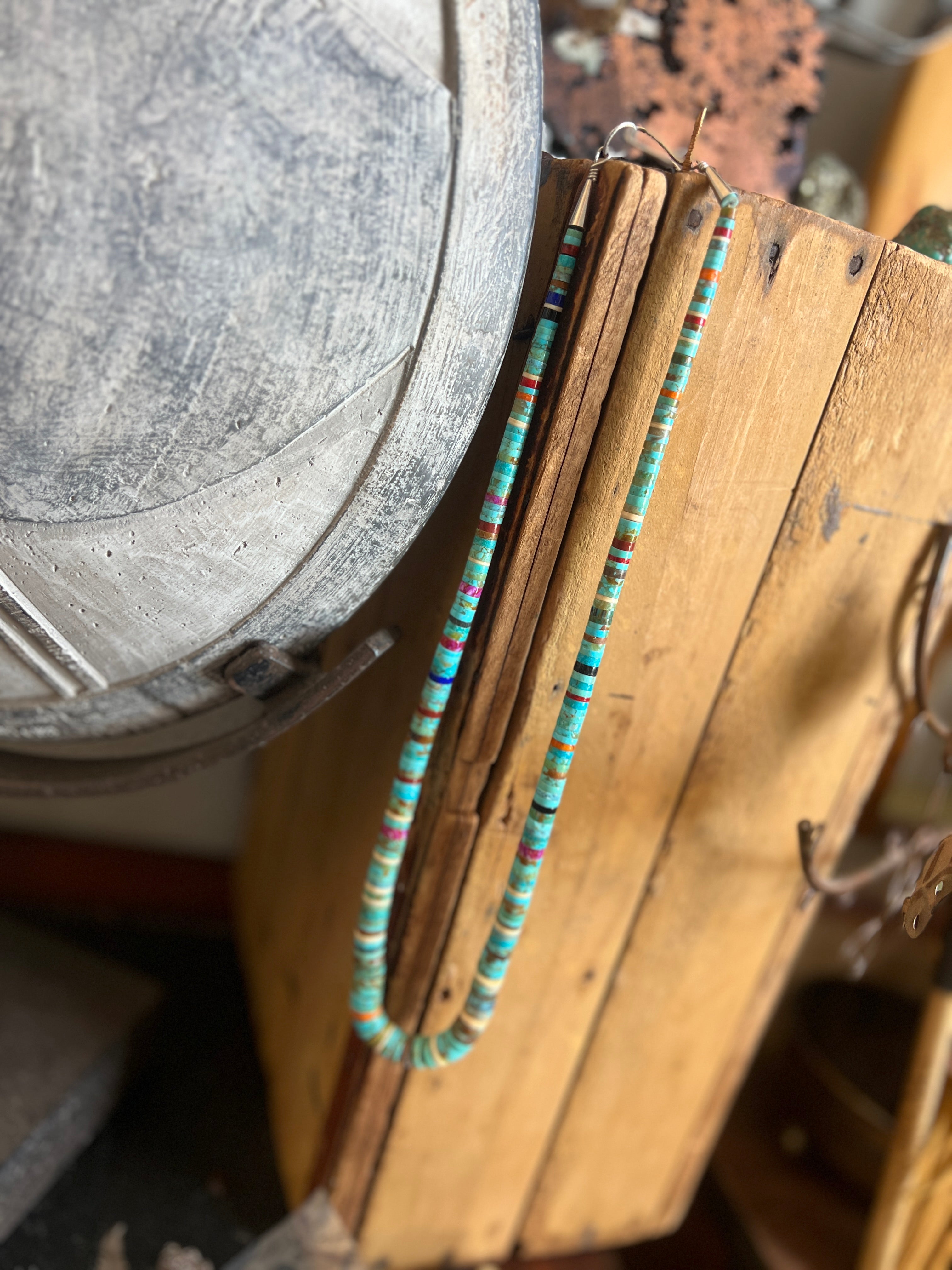 Ronald Chavez Handcrafted Multistone Graduated Heishi Bead Necklace