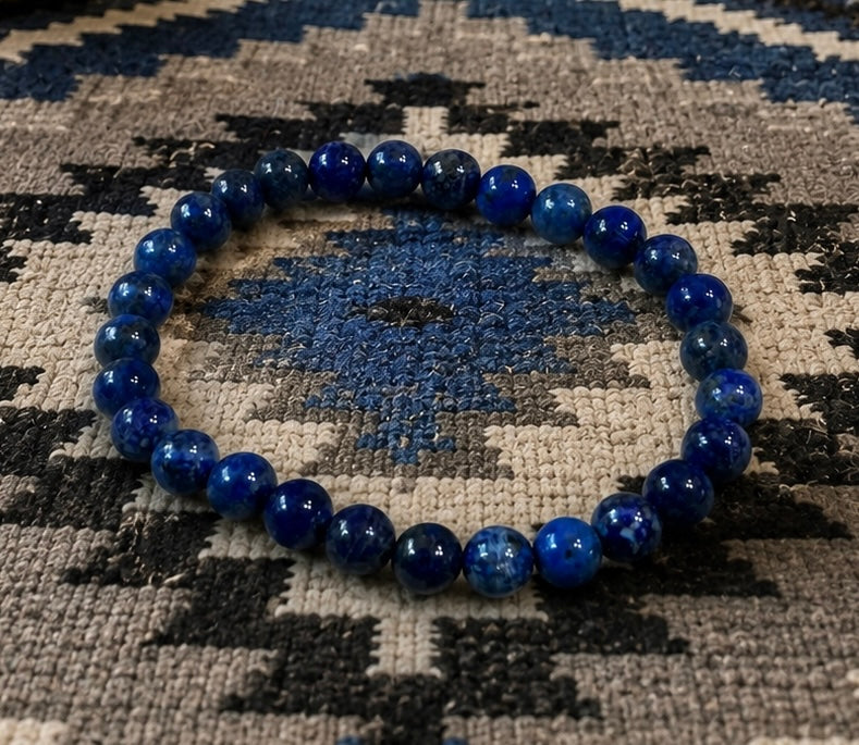 Lapis Beaded Stretch Bracelet 7mm