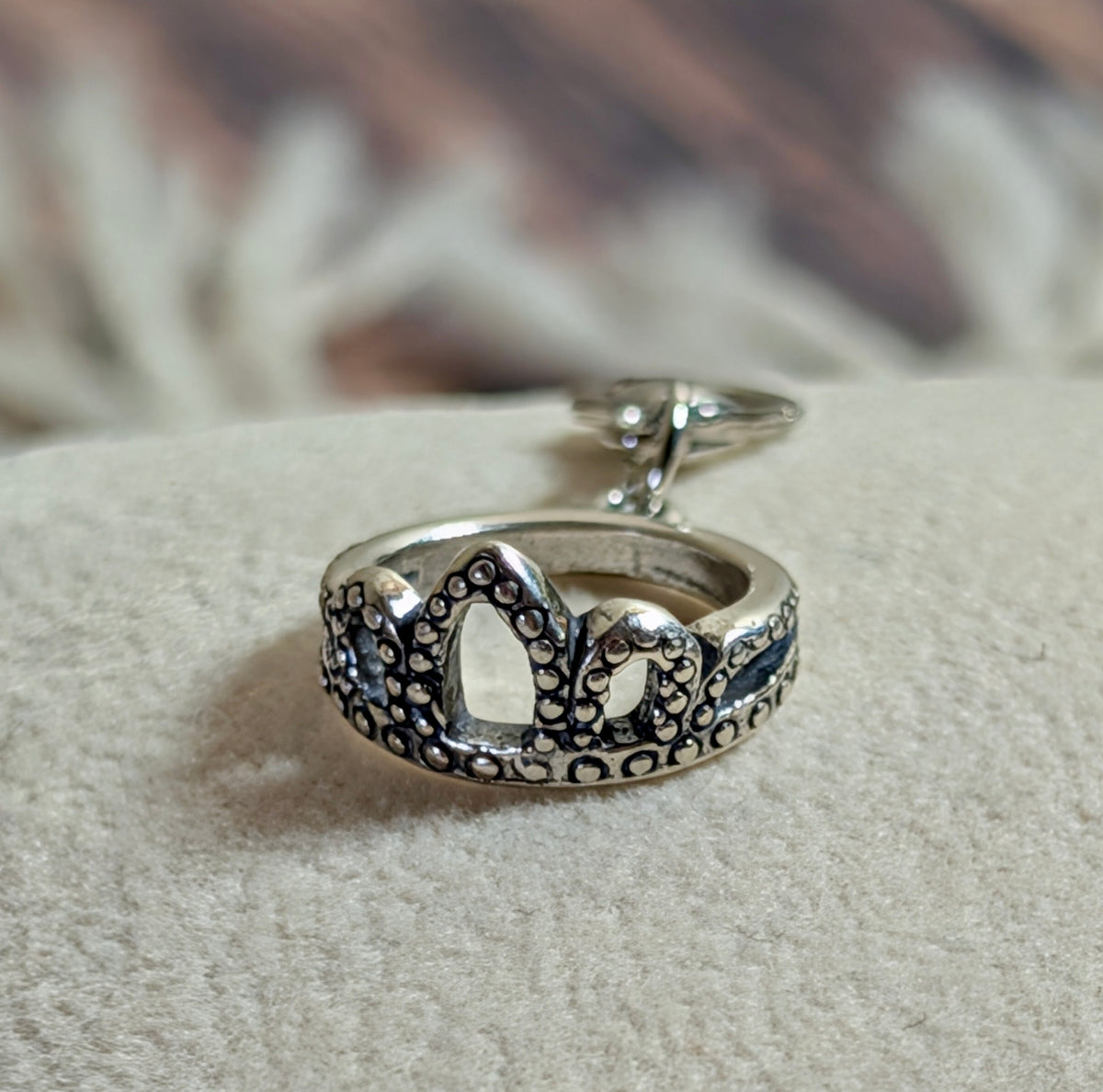 Handcrafted Small Princess Crown Charm Sterling Silver Variant 2