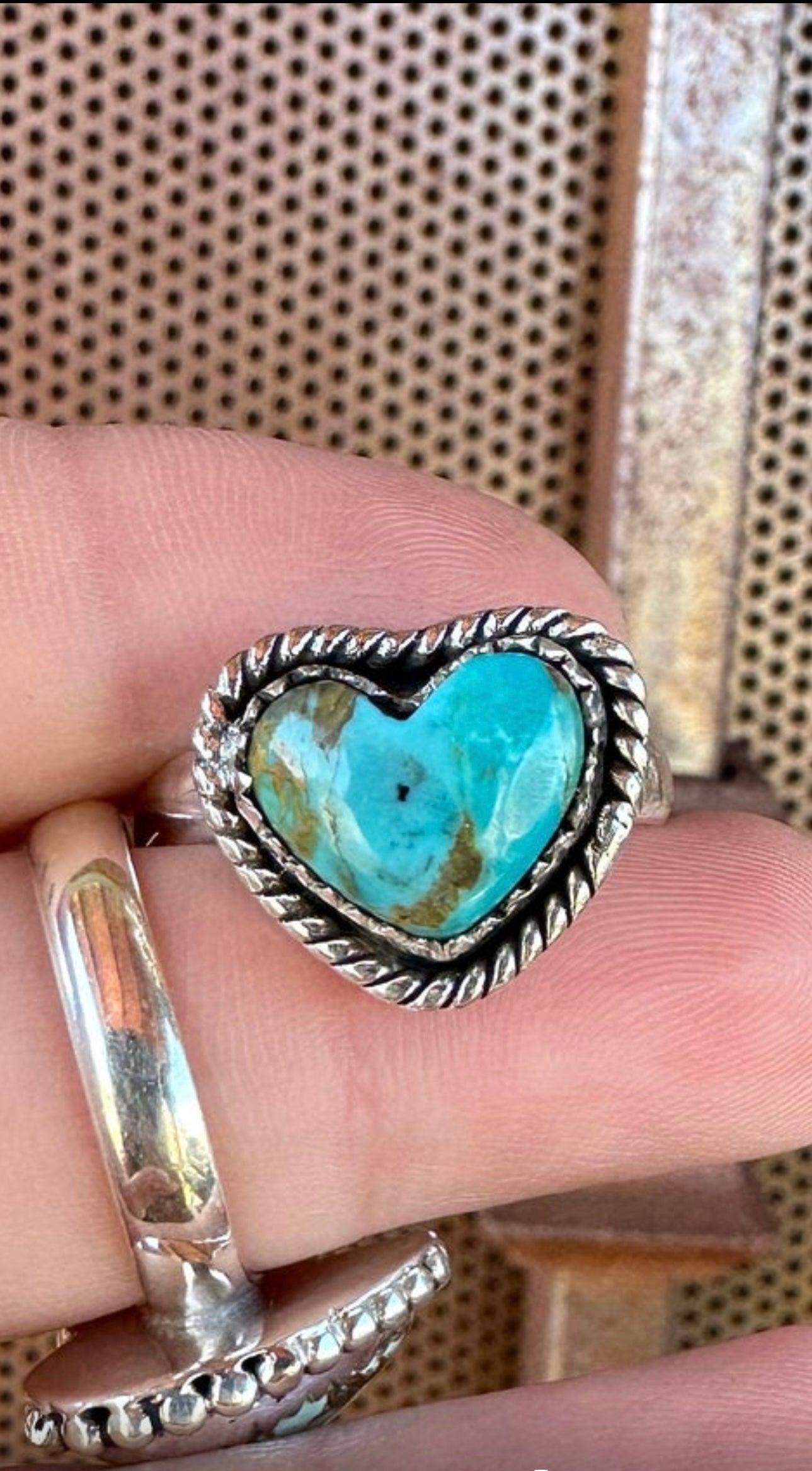 Turquoise Amore Handmade Adjustable Turquoise Sterling Silver Heart Ring