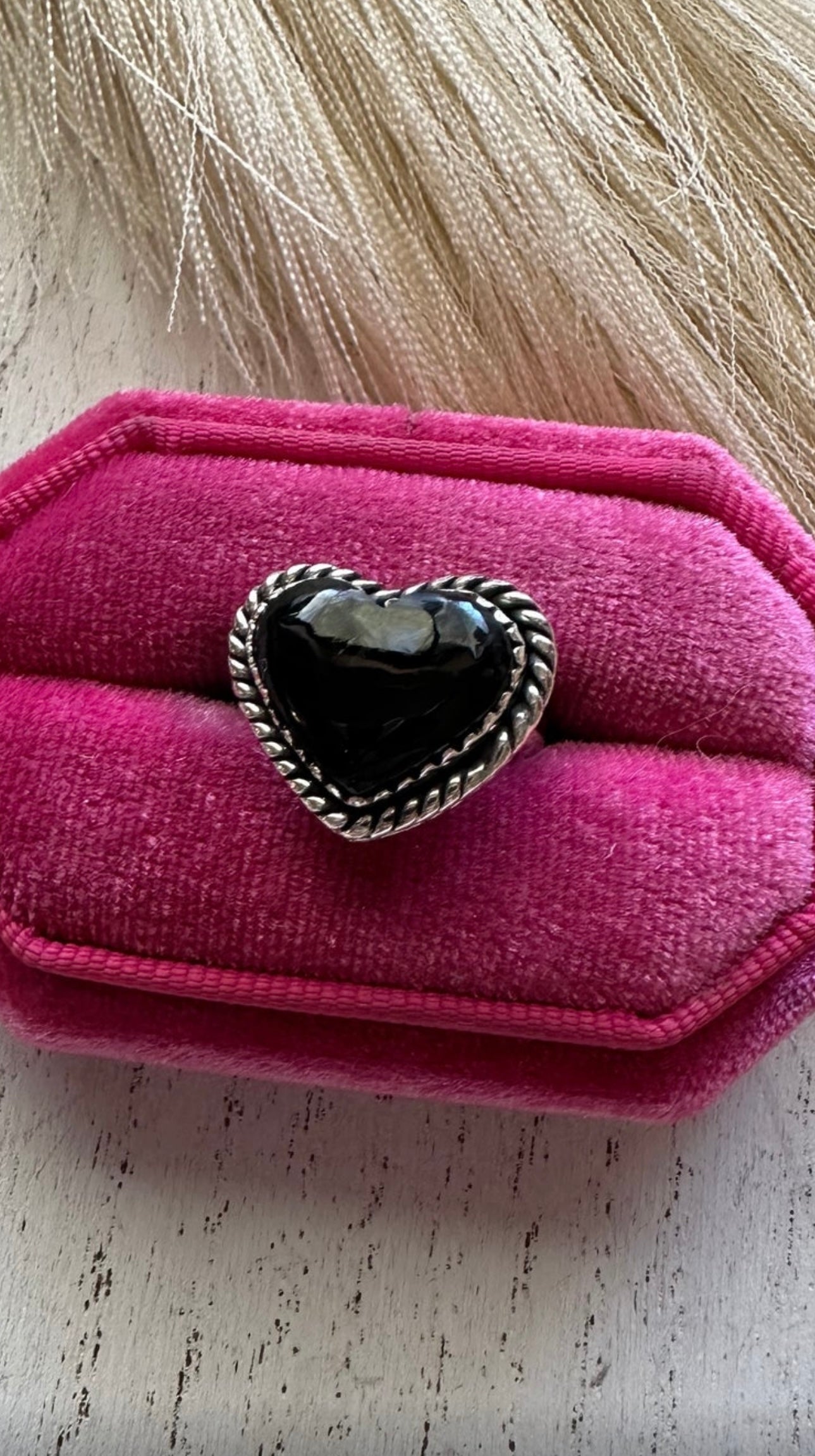 Onyx Amore Handmade Adjustable Black Onyx Sterling Silver Heart Ring