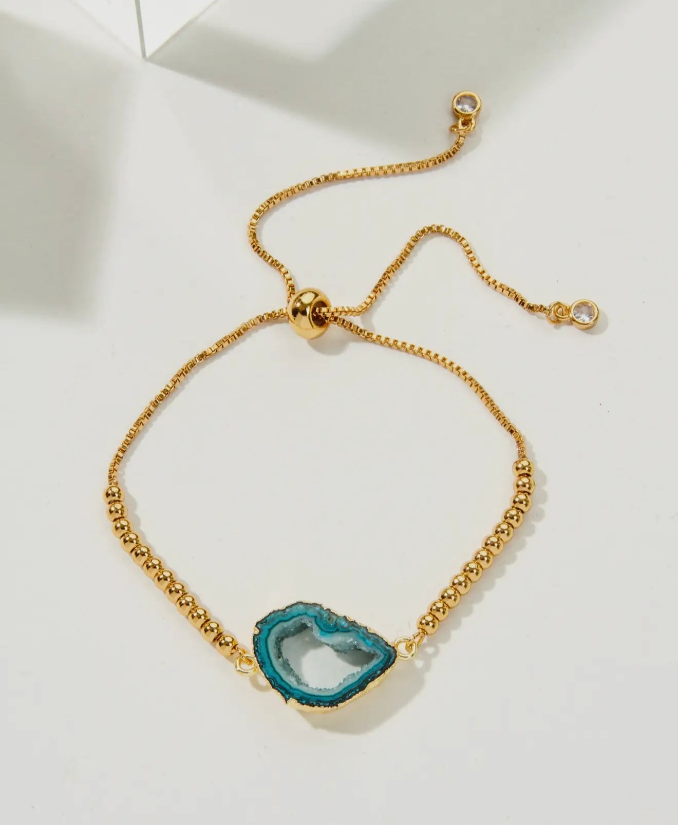 “The Golden Collection” Geo Necklace Handmade Gold Plated Agate Bracelet
