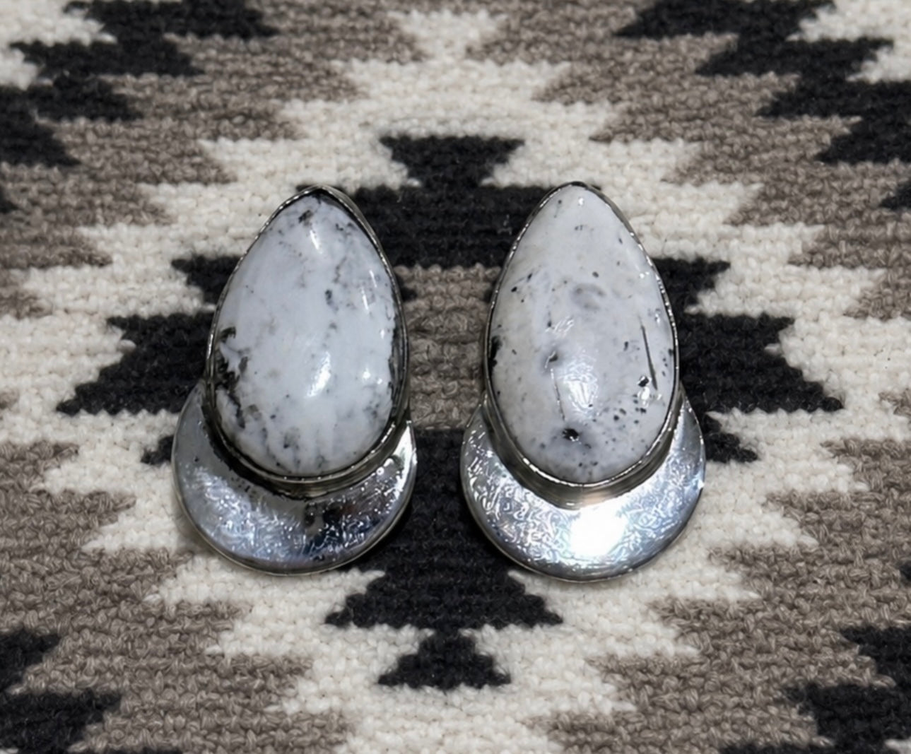 Handcrafted White Buffalo & Sterling Silver Post Earrings