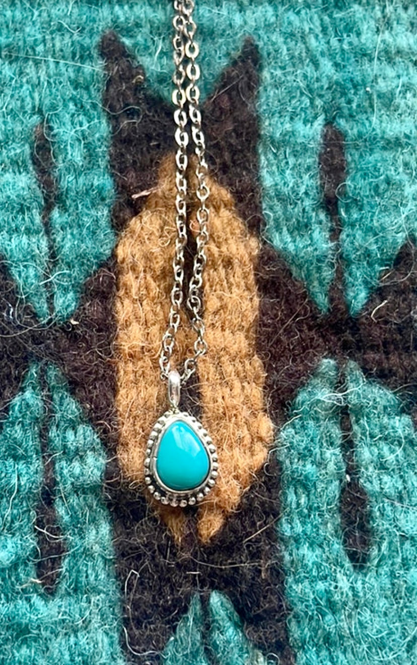 Petite Navajo Turquoise & Sterling Silver Pendant