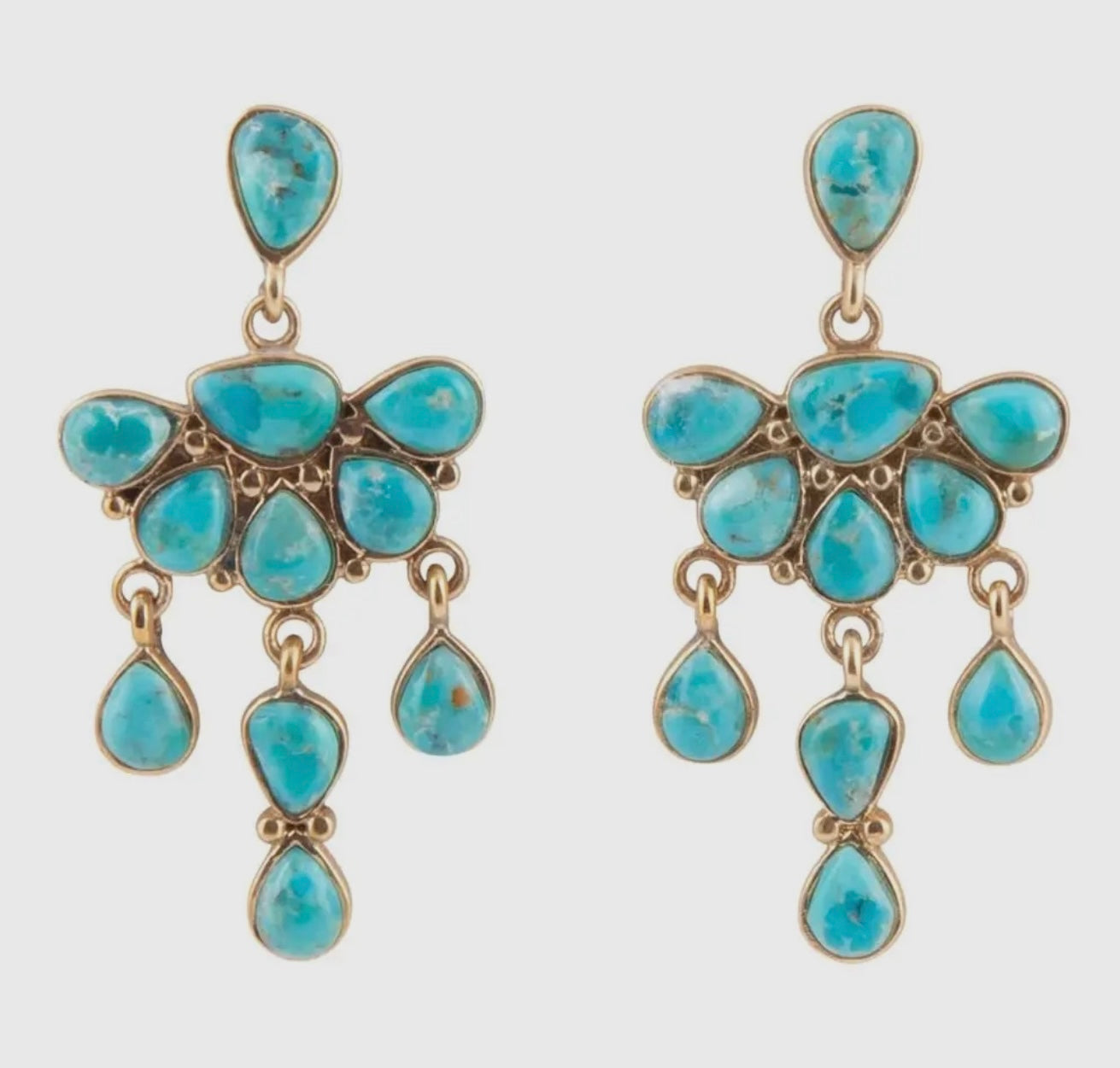 “The Golden Collection”  DURANGO Handmade Gold Plated Sterling Silver & Natural Turquoise Earrings