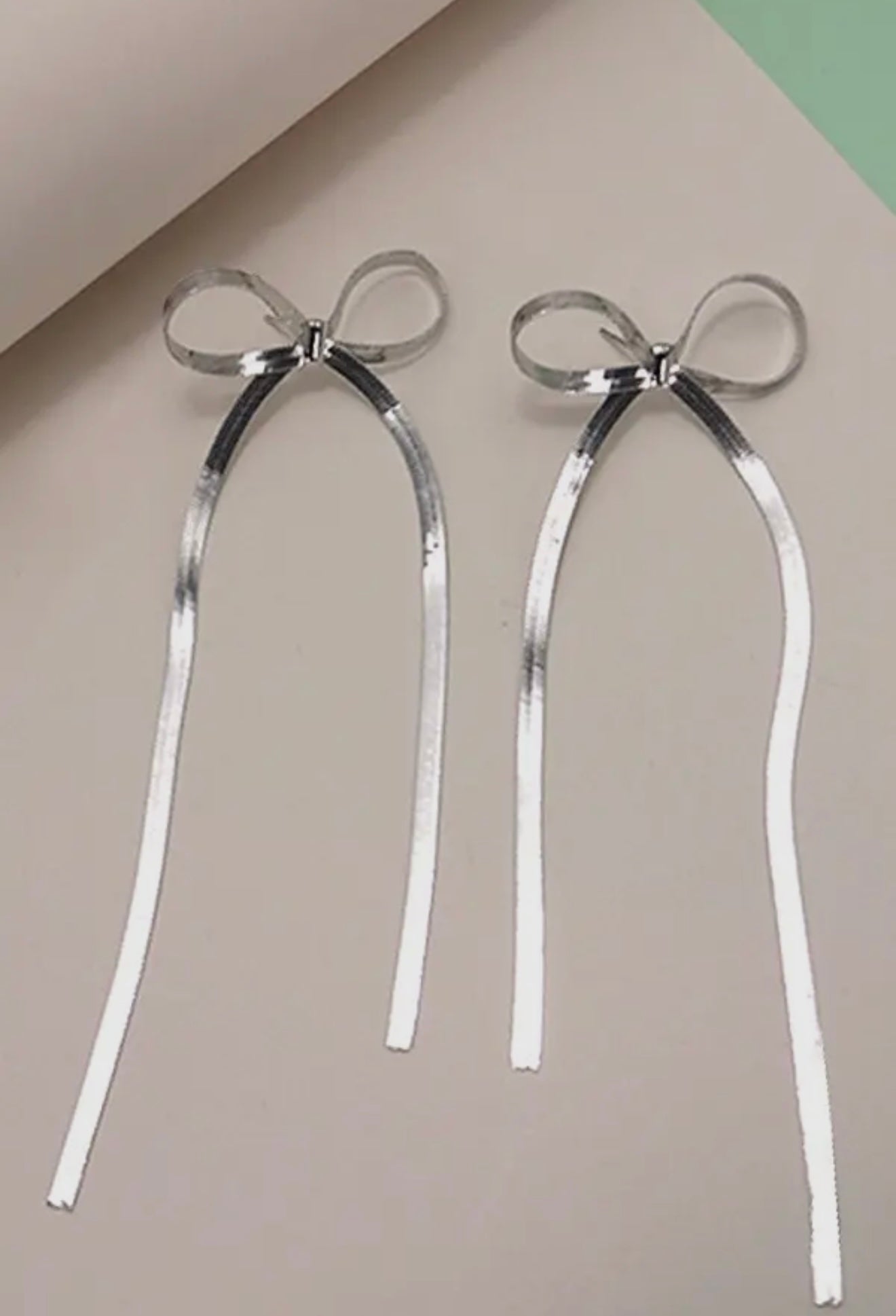 The Golden Collection Handmade BOW Silver Plated Earrings Leslies FAV- Longer style