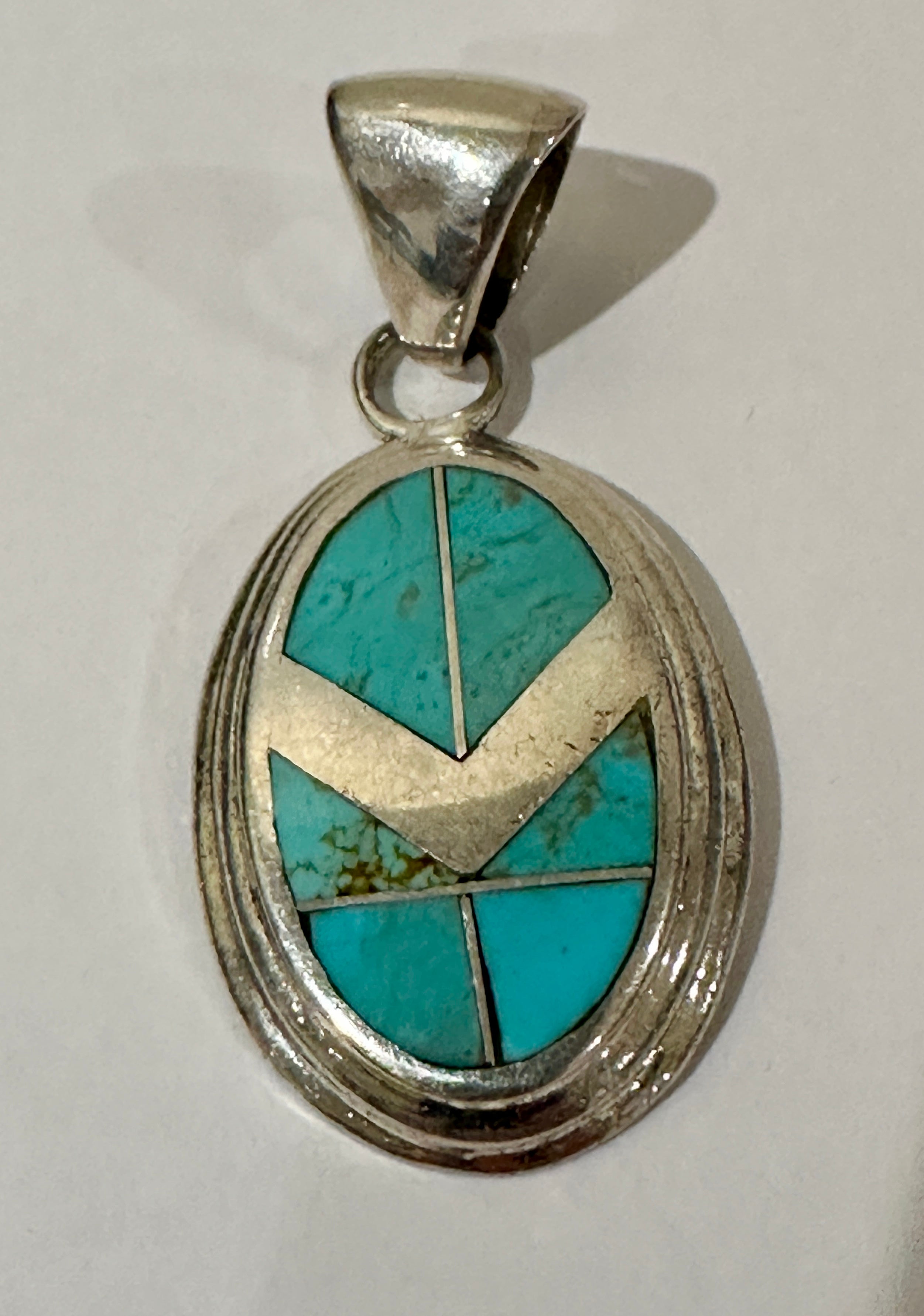 Navajo Turquoise 8 & Sterling Silver Oval Pendant